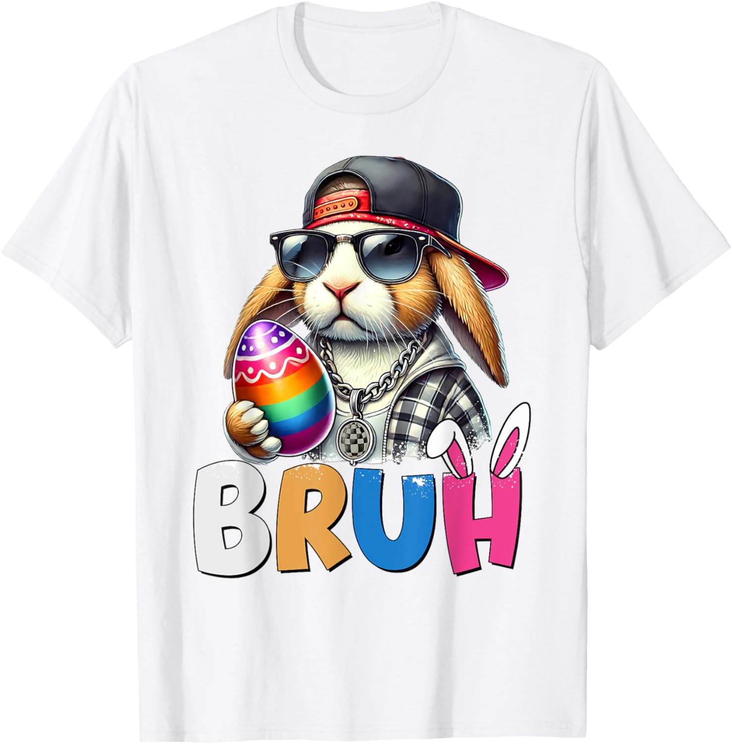 Bunny Rabbit Easter Happy Easter Bruh Teens Boys Kids T-Shirt