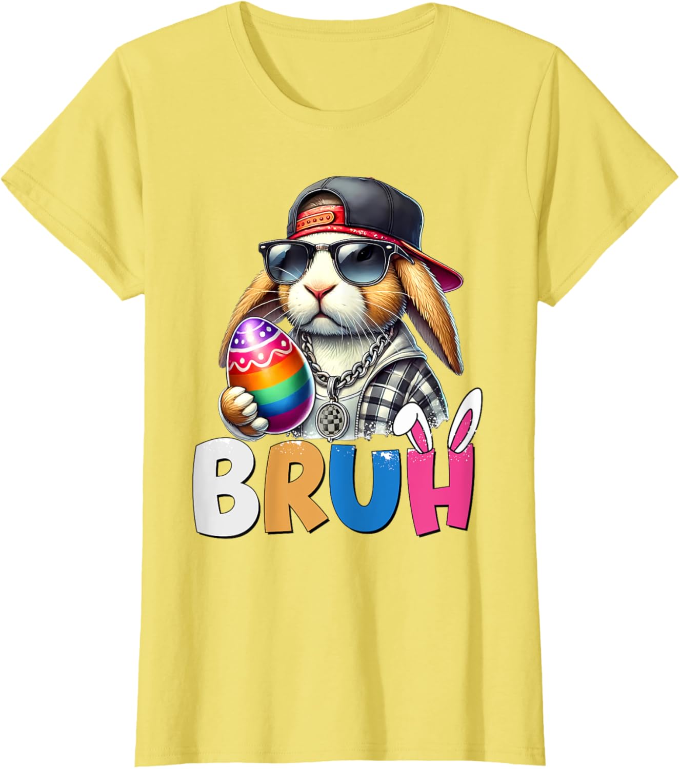 Bunny Rabbit Easter Happy Easter Bruh Teens Boys Kids T-Shirt