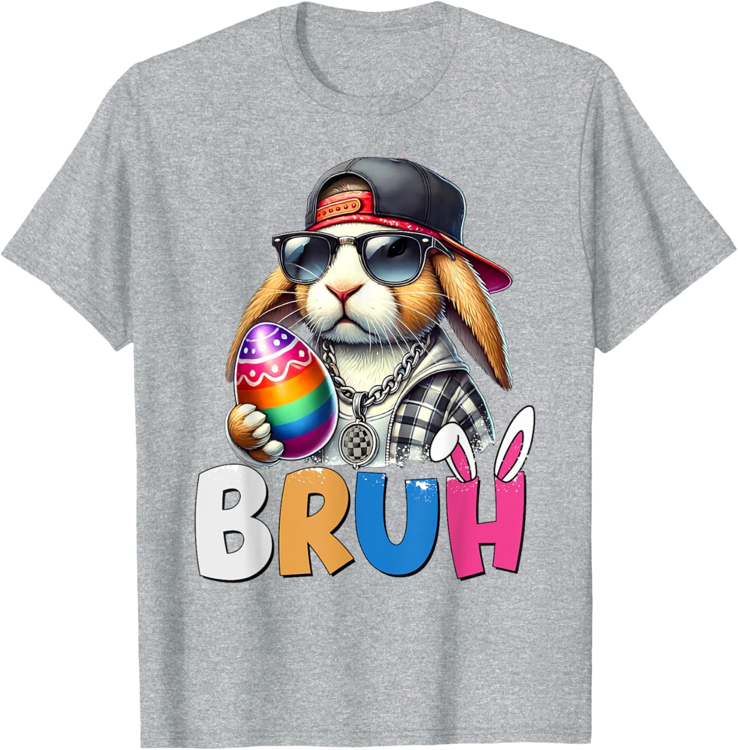 Bunny Rabbit Easter Happy Easter Bruh Teens Boys Kids T-Shirt