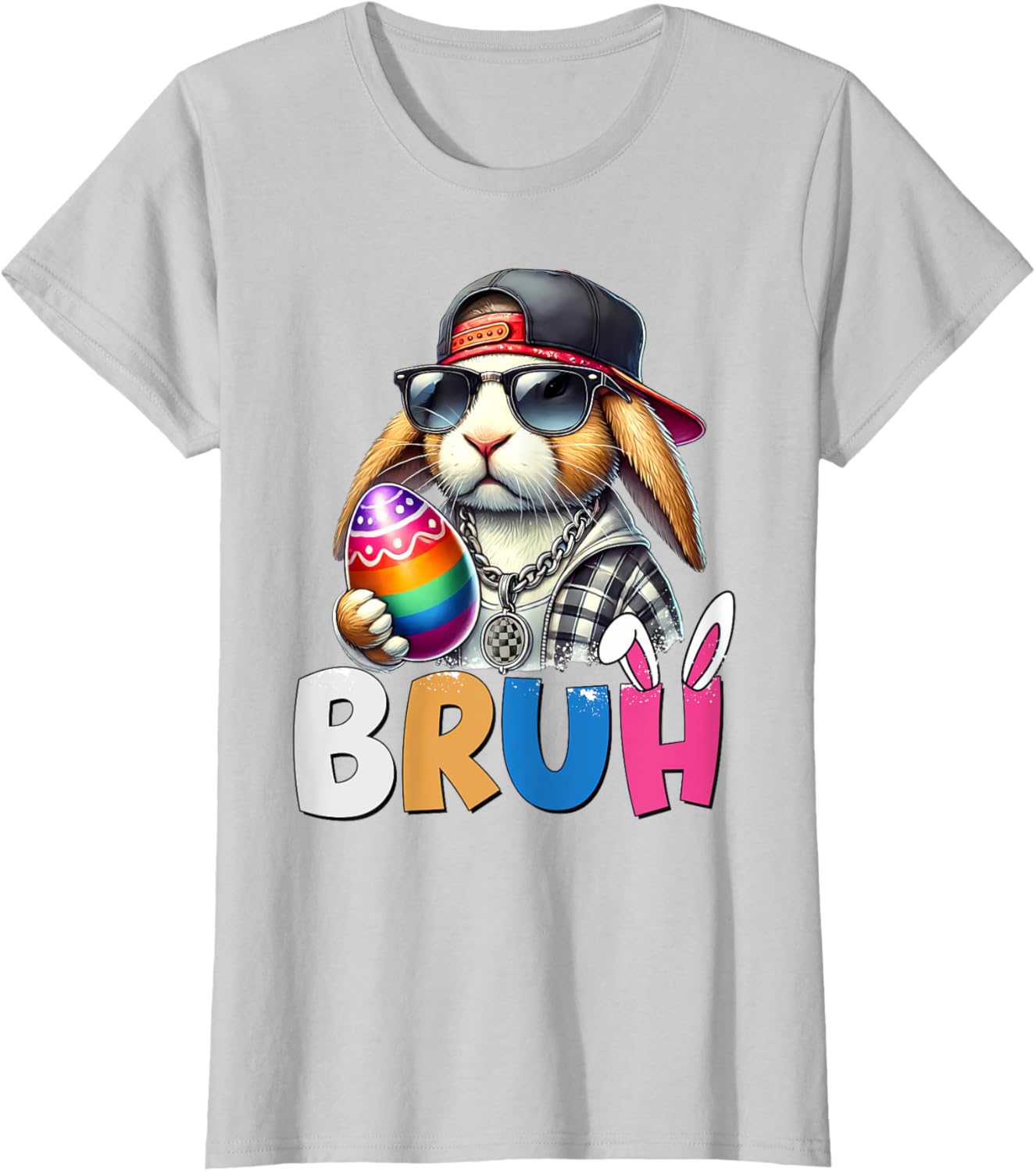 Bunny Rabbit Easter Happy Easter Bruh Teens Boys Kids T-Shirt