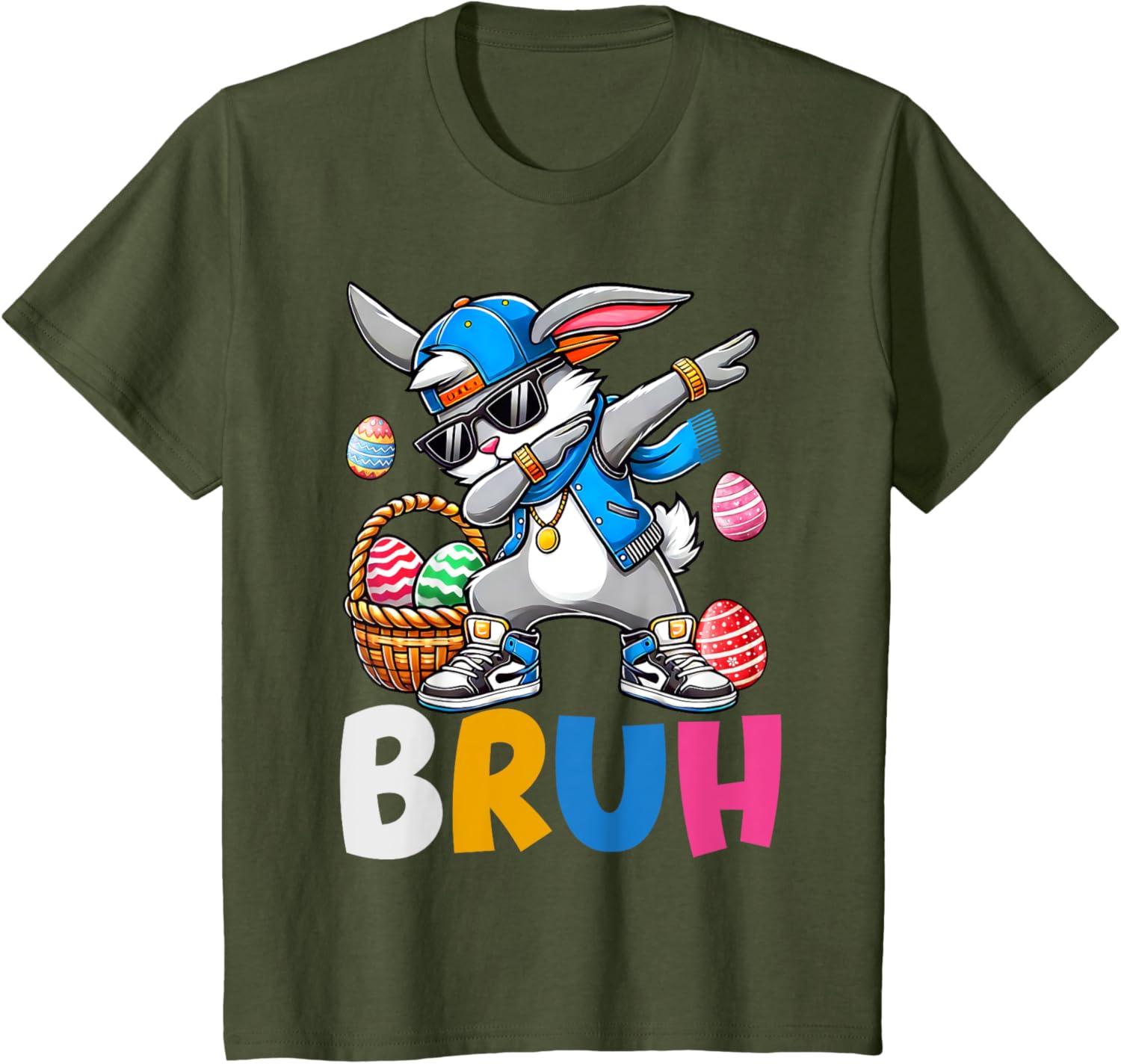 Bunny Rabbit Easter Happy Easter Bruh Teens Boys Kids T-Shirt