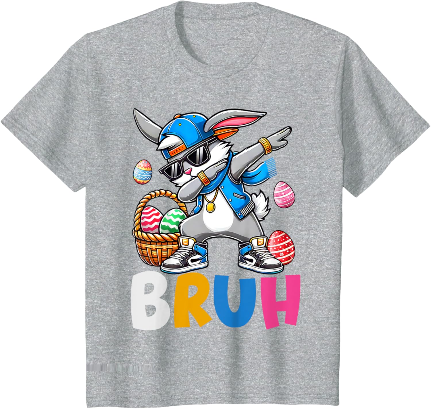 Bunny Rabbit Easter Happy Easter Bruh Teens Boys Kids T-Shirt