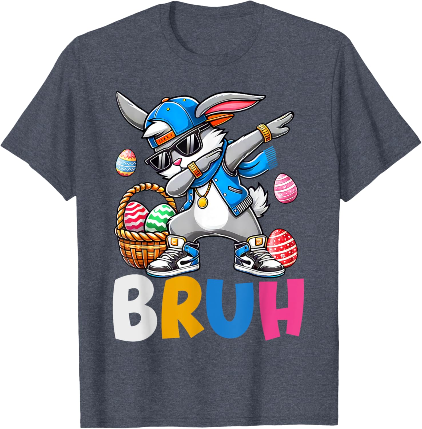 Bunny Rabbit Easter Happy Easter Bruh Teens Boys Kids T-Shirt