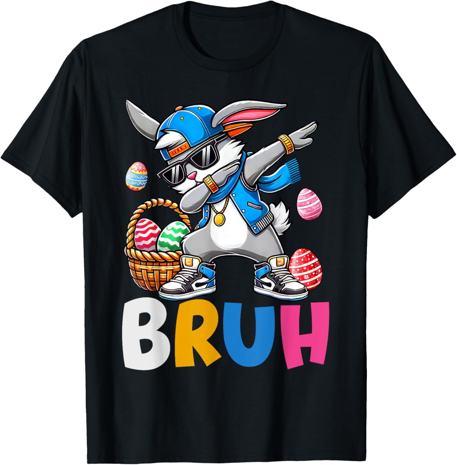 Bunny Rabbit Easter Happy Easter Bruh Teens Boys Kids T-Shirt