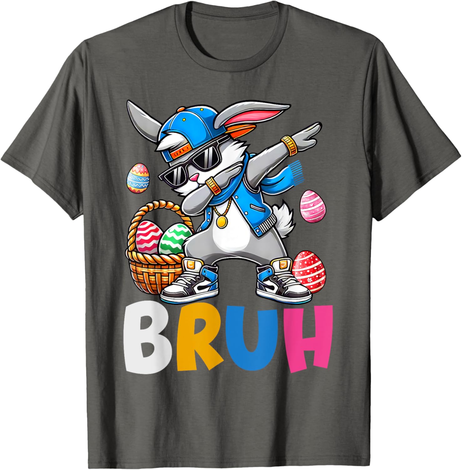 Bunny Rabbit Easter Happy Easter Bruh Teens Boys Kids T-Shirt