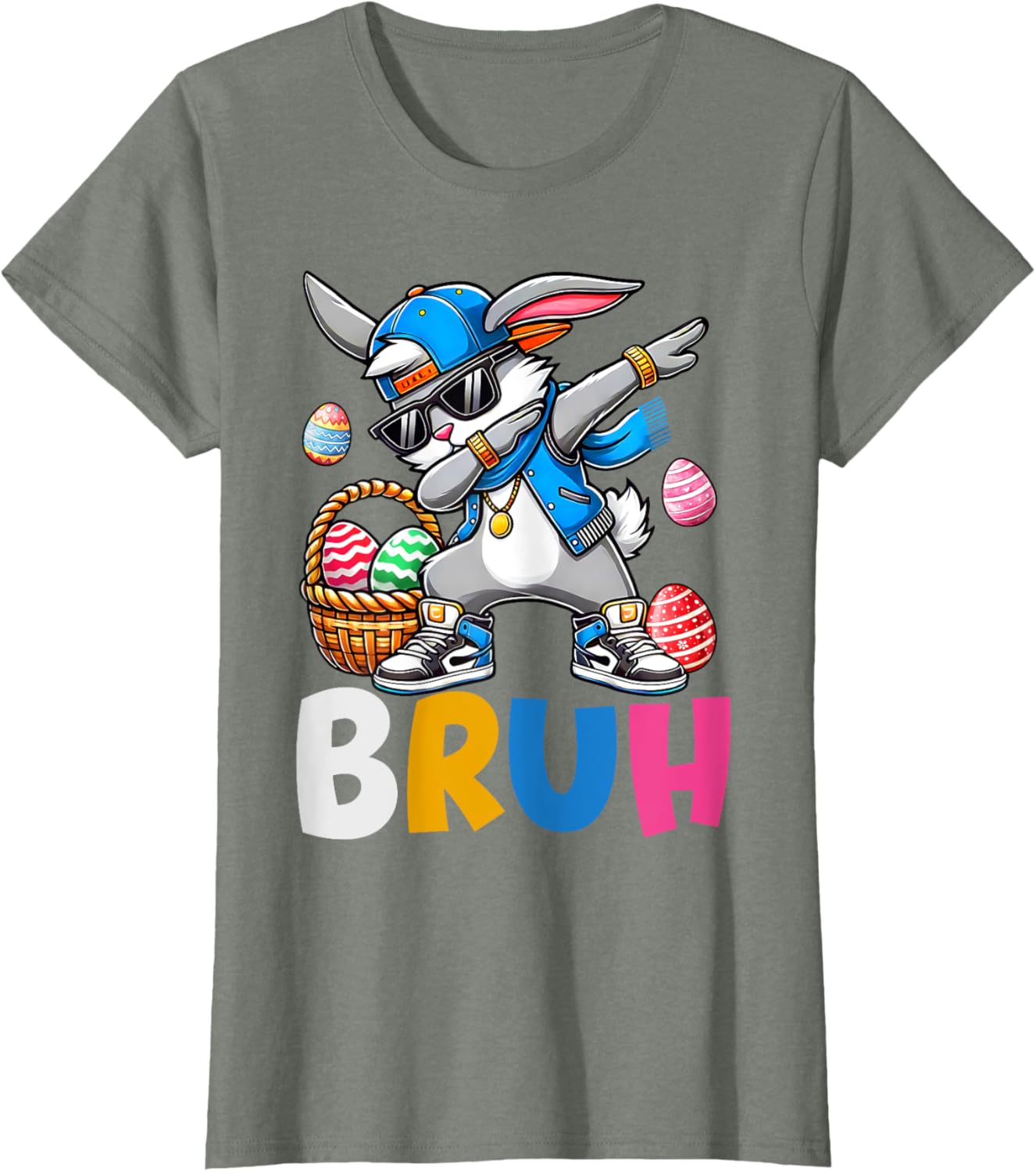 Bunny Rabbit Easter Happy Easter Bruh Teens Boys Kids T-Shirt