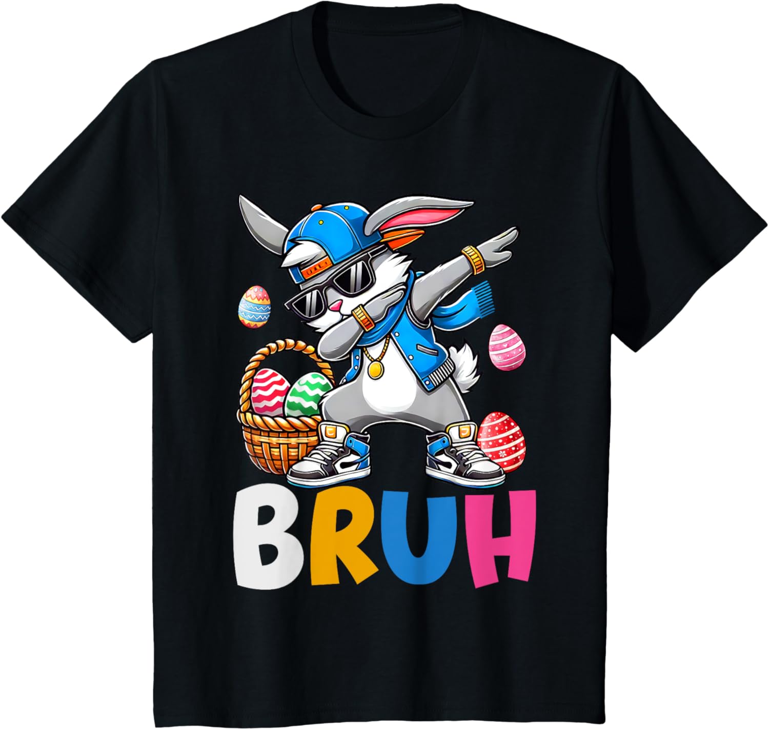 Bunny Rabbit Easter Happy Easter Bruh Teens Boys Kids T-Shirt