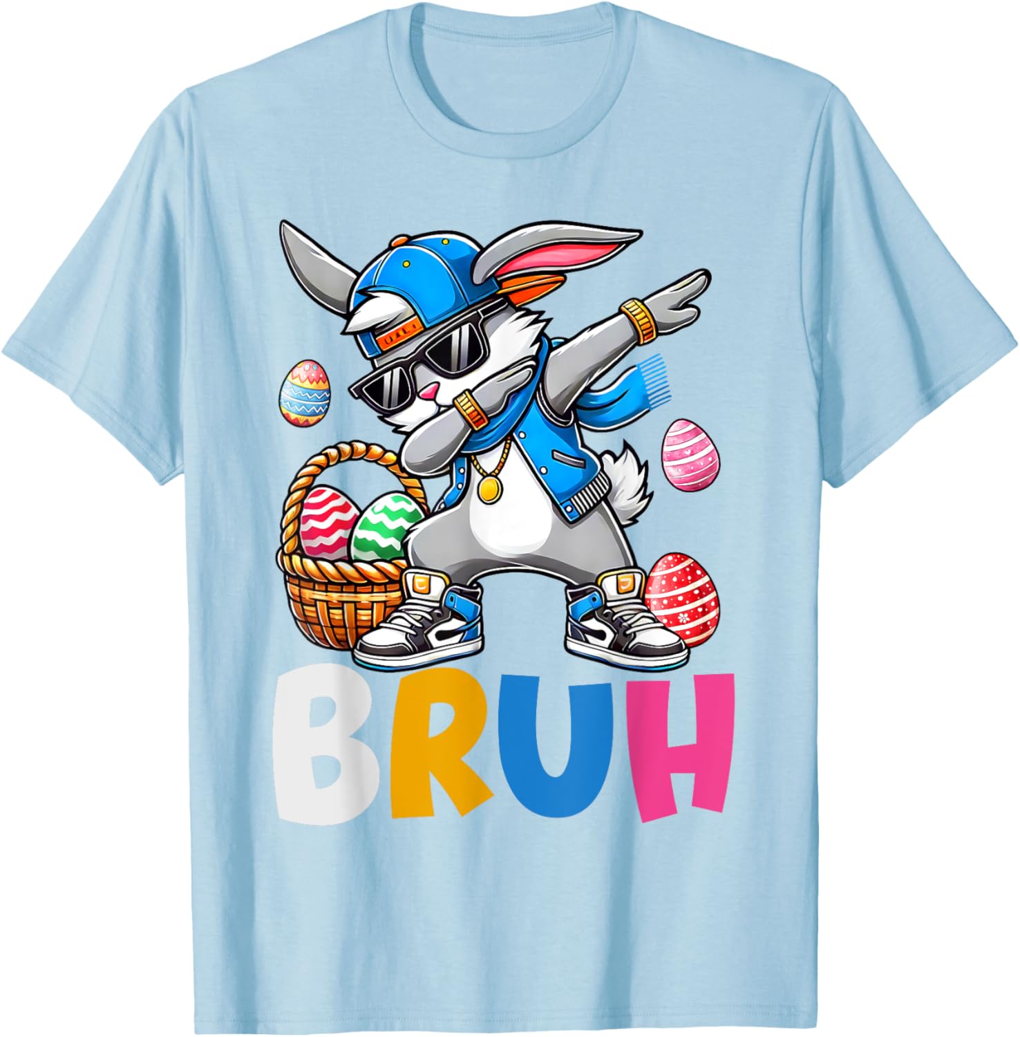 Bunny Rabbit Easter Happy Easter Bruh Teens Boys Kids T-Shirt