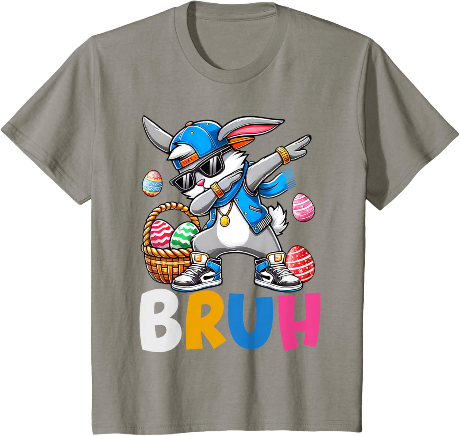 Bunny Rabbit Easter Happy Easter Bruh Teens Boys Kids T-Shirt