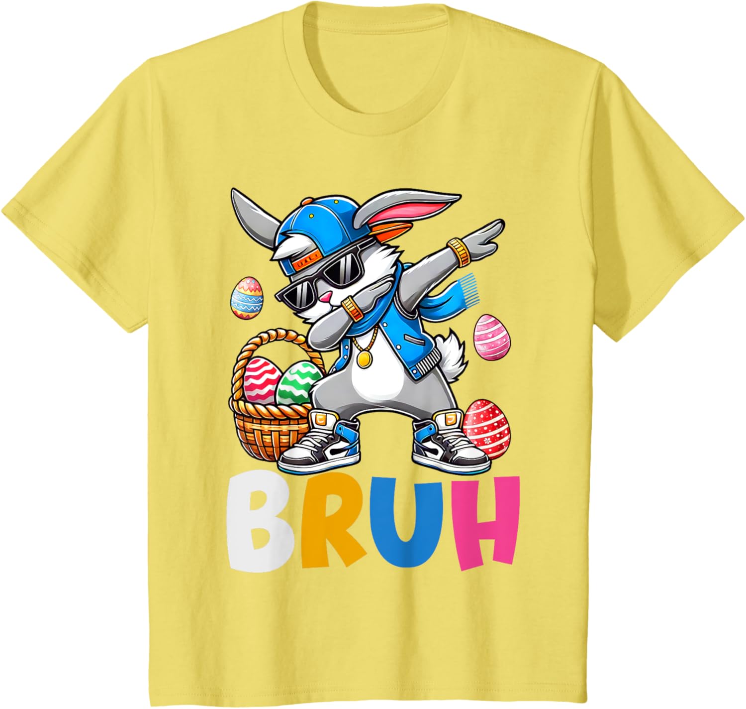 Bunny Rabbit Easter Happy Easter Bruh Teens Boys Kids T-Shirt