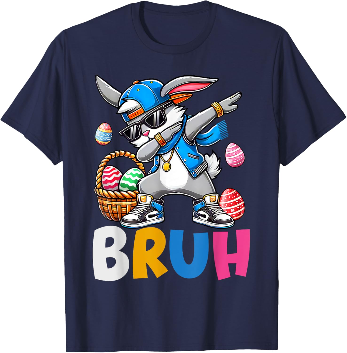 Bunny Rabbit Easter Happy Easter Bruh Teens Boys Kids T-Shirt