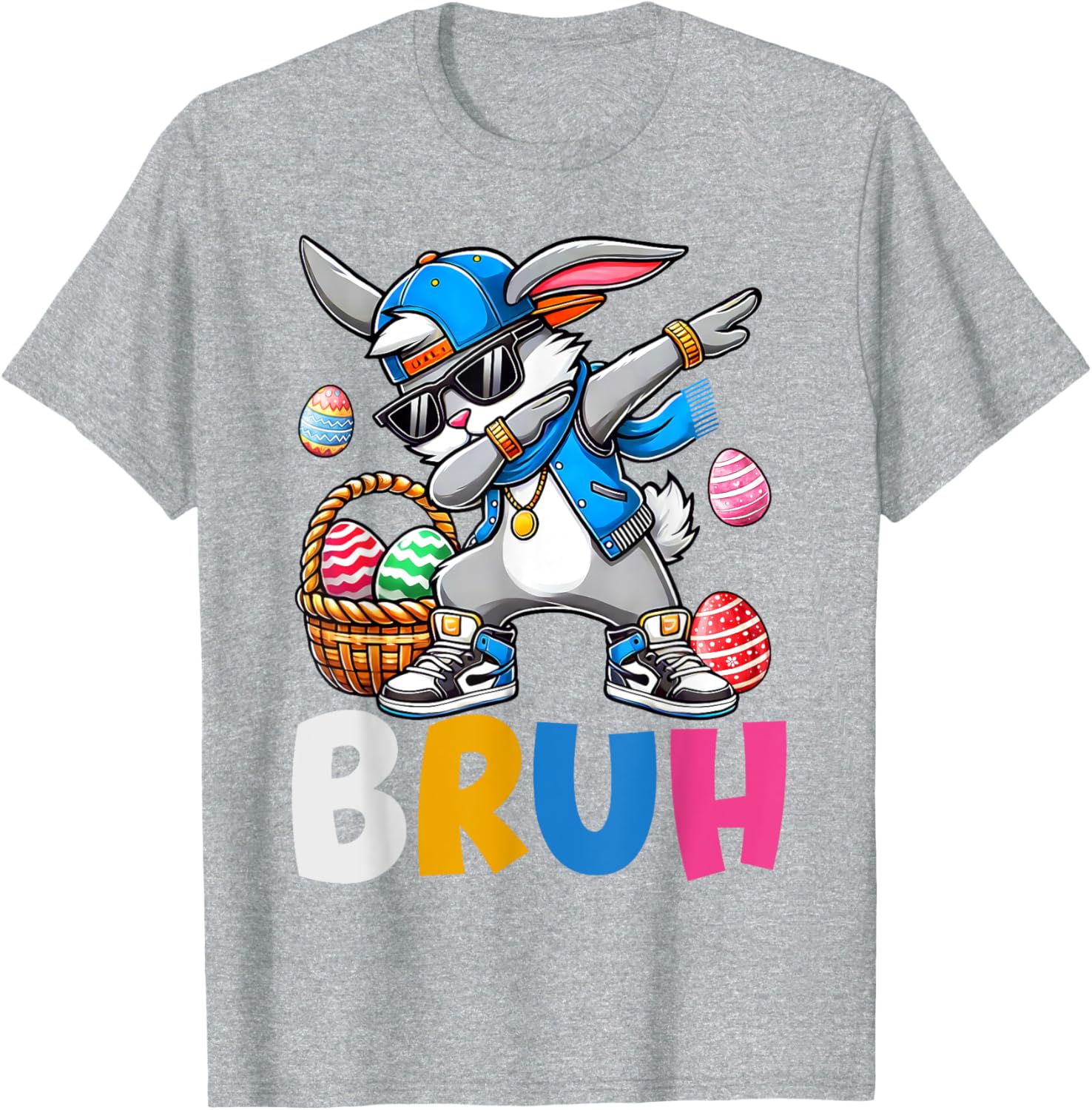 Bunny Rabbit Easter Happy Easter Bruh Teens Boys Kids T-Shirt