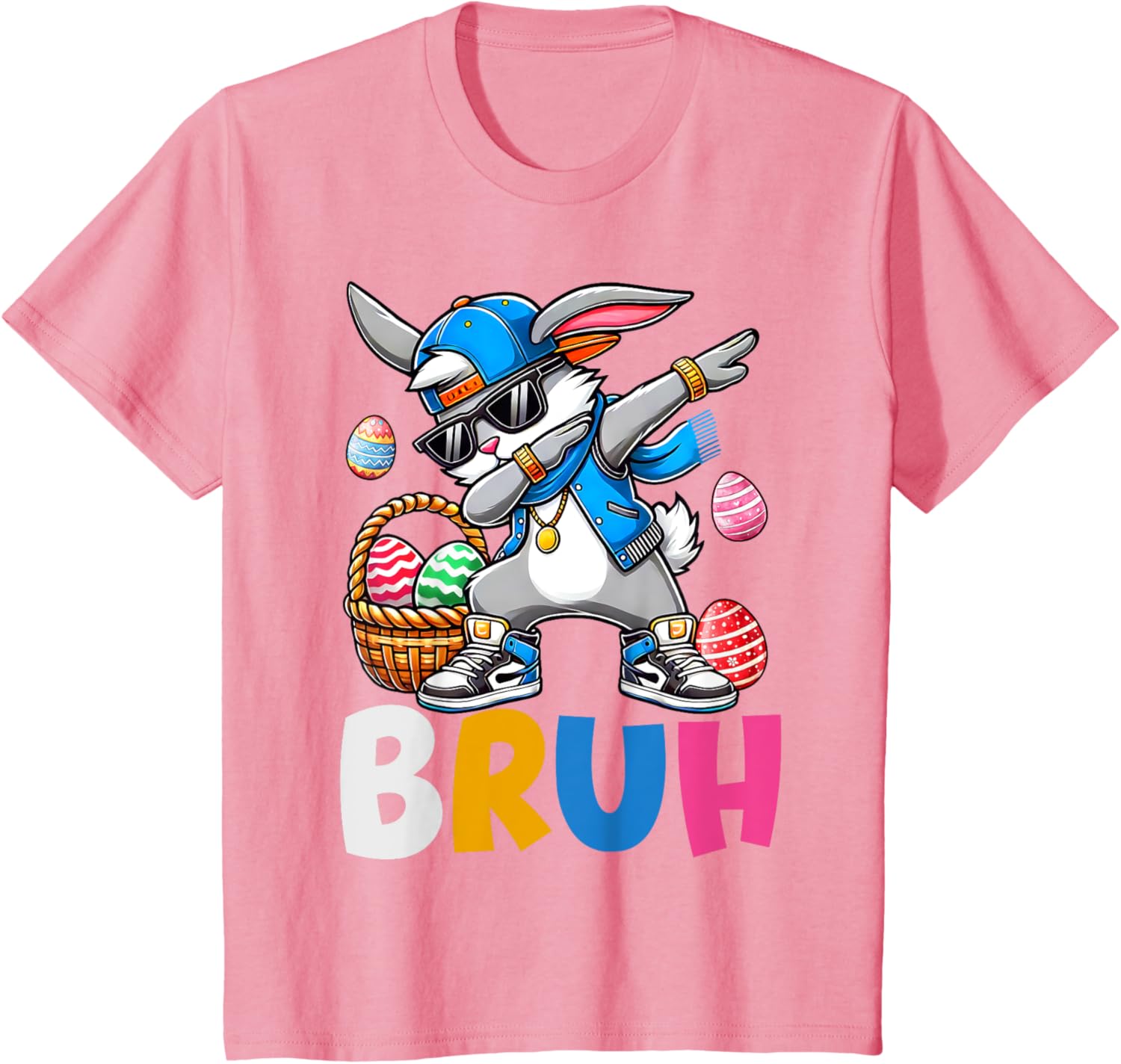 Bunny Rabbit Easter Happy Easter Bruh Teens Boys Kids T-Shirt