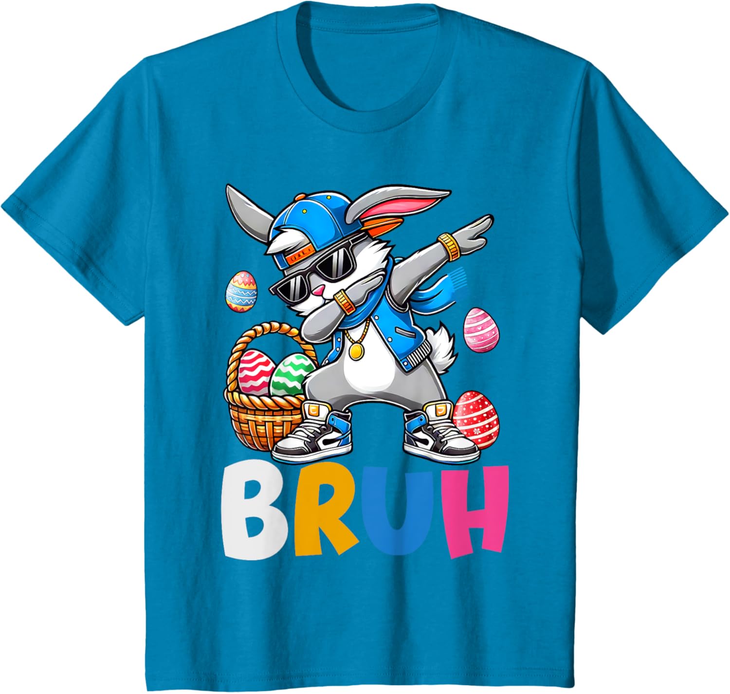 Bunny Rabbit Easter Happy Easter Bruh Teens Boys Kids T-Shirt