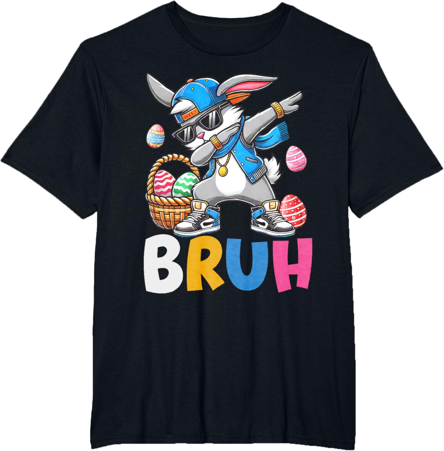 Bunny Rabbit Easter Happy Easter Bruh Teens Boys Kids T-Shirt