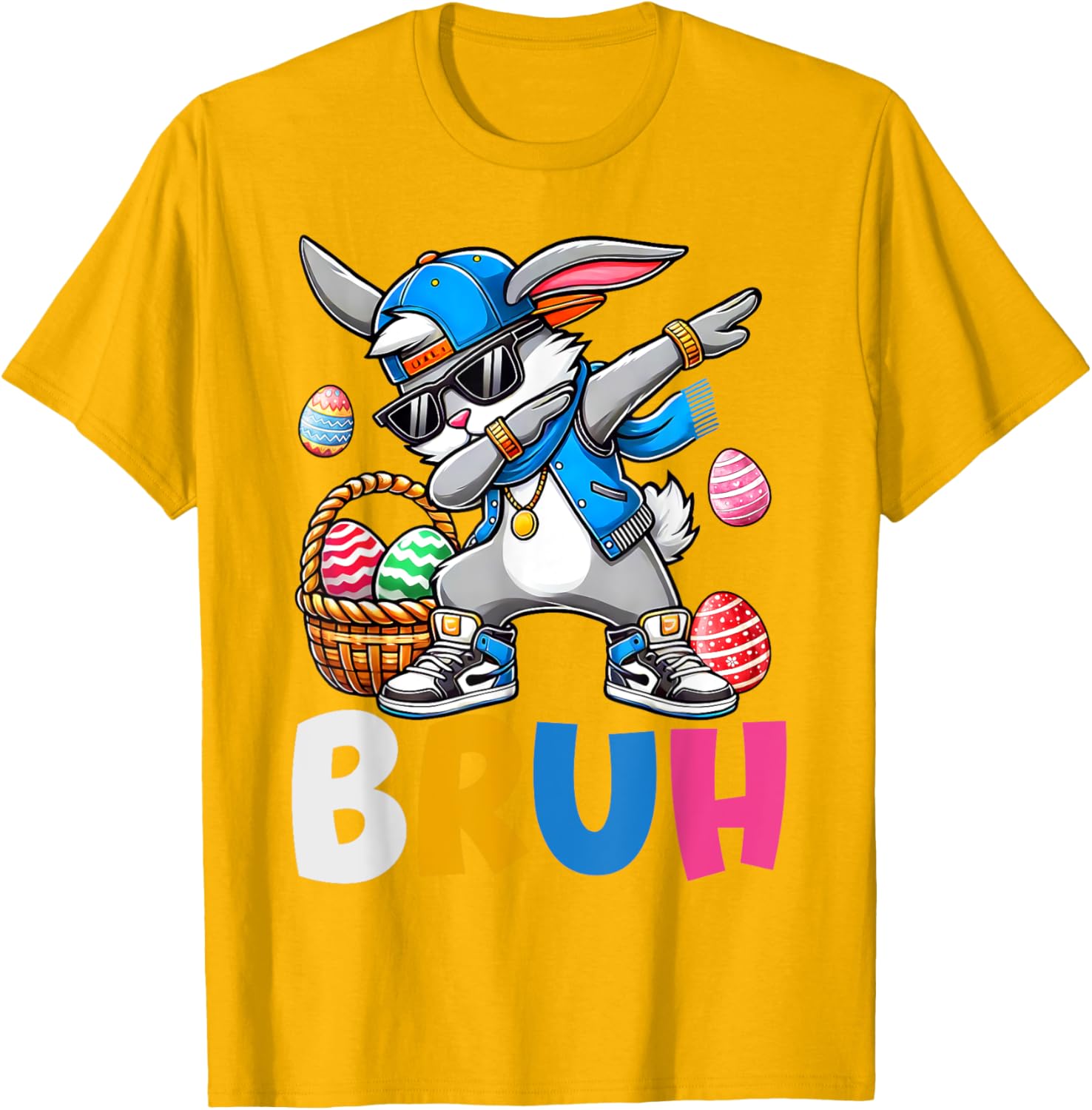 Bunny Rabbit Easter Happy Easter Bruh Teens Boys Kids T-Shirt