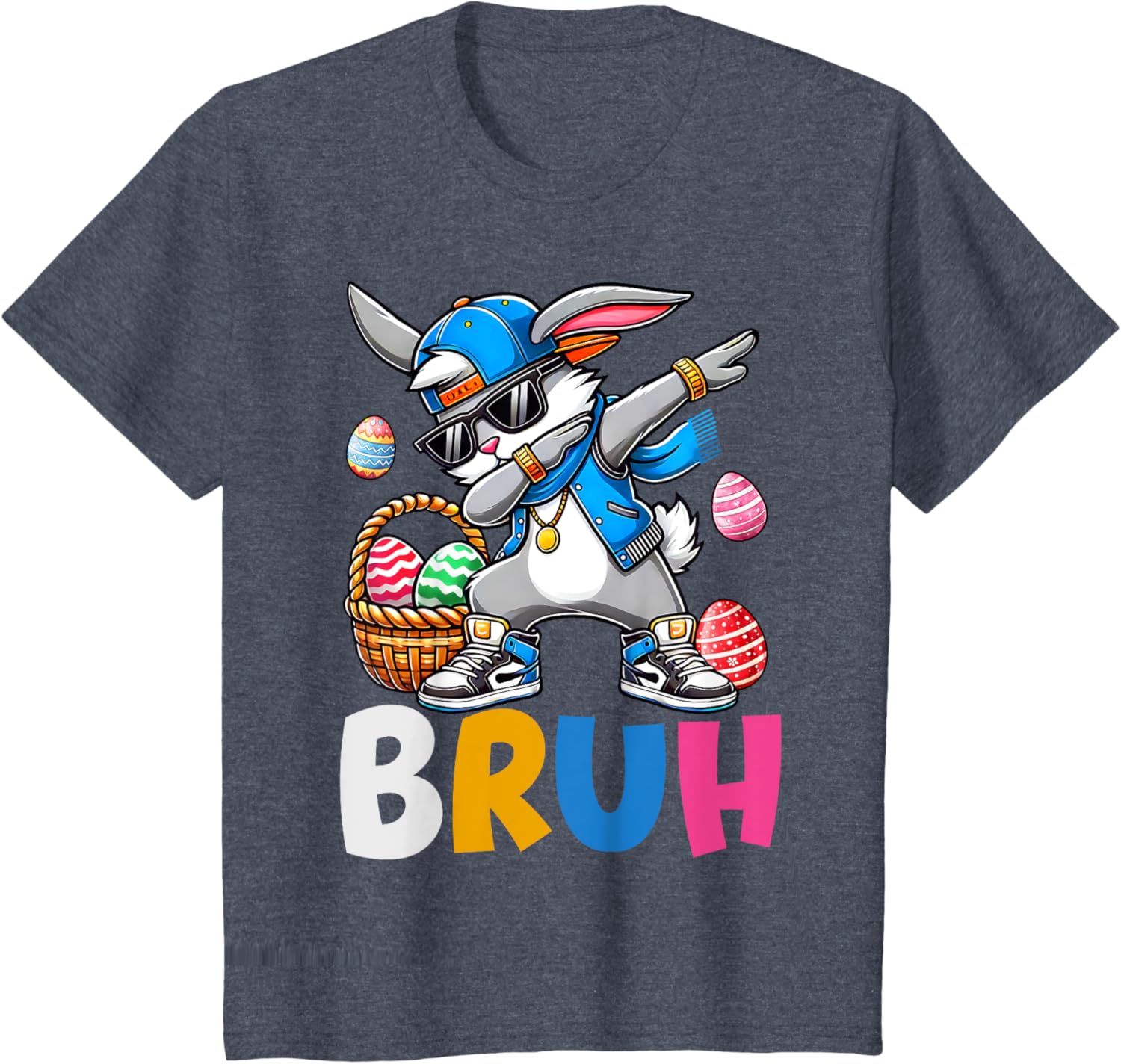 Bunny Rabbit Easter Happy Easter Bruh Teens Boys Kids T-Shirt