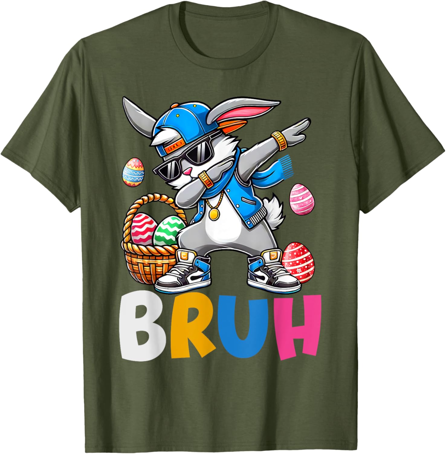 Bunny Rabbit Easter Happy Easter Bruh Teens Boys Kids T-Shirt