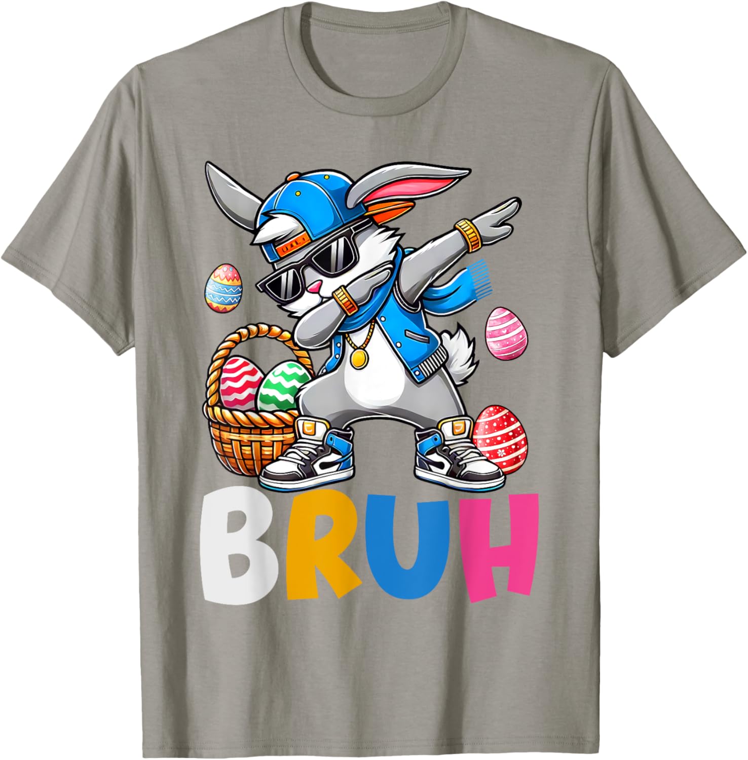 Bunny Rabbit Easter Happy Easter Bruh Teens Boys Kids T-Shirt