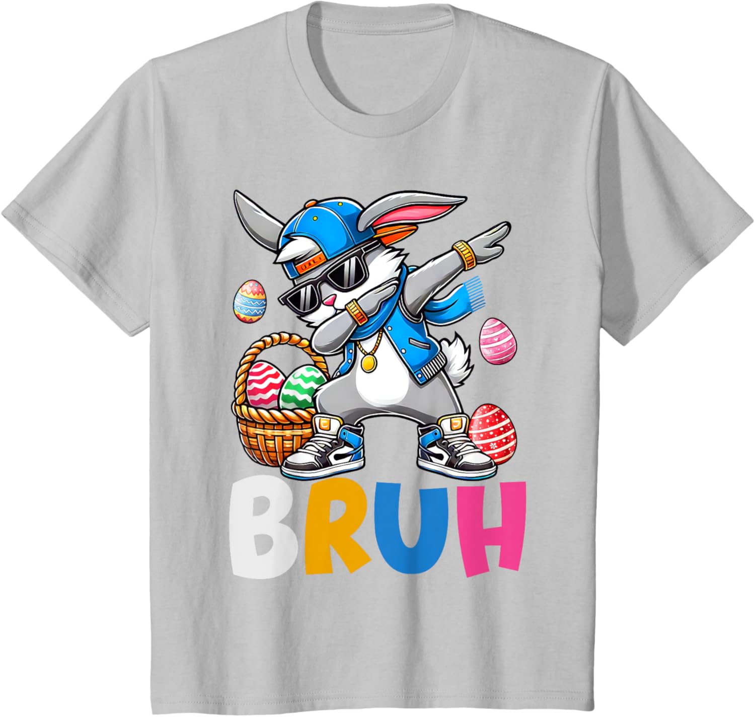 Bunny Rabbit Easter Happy Easter Bruh Teens Boys Kids T-Shirt