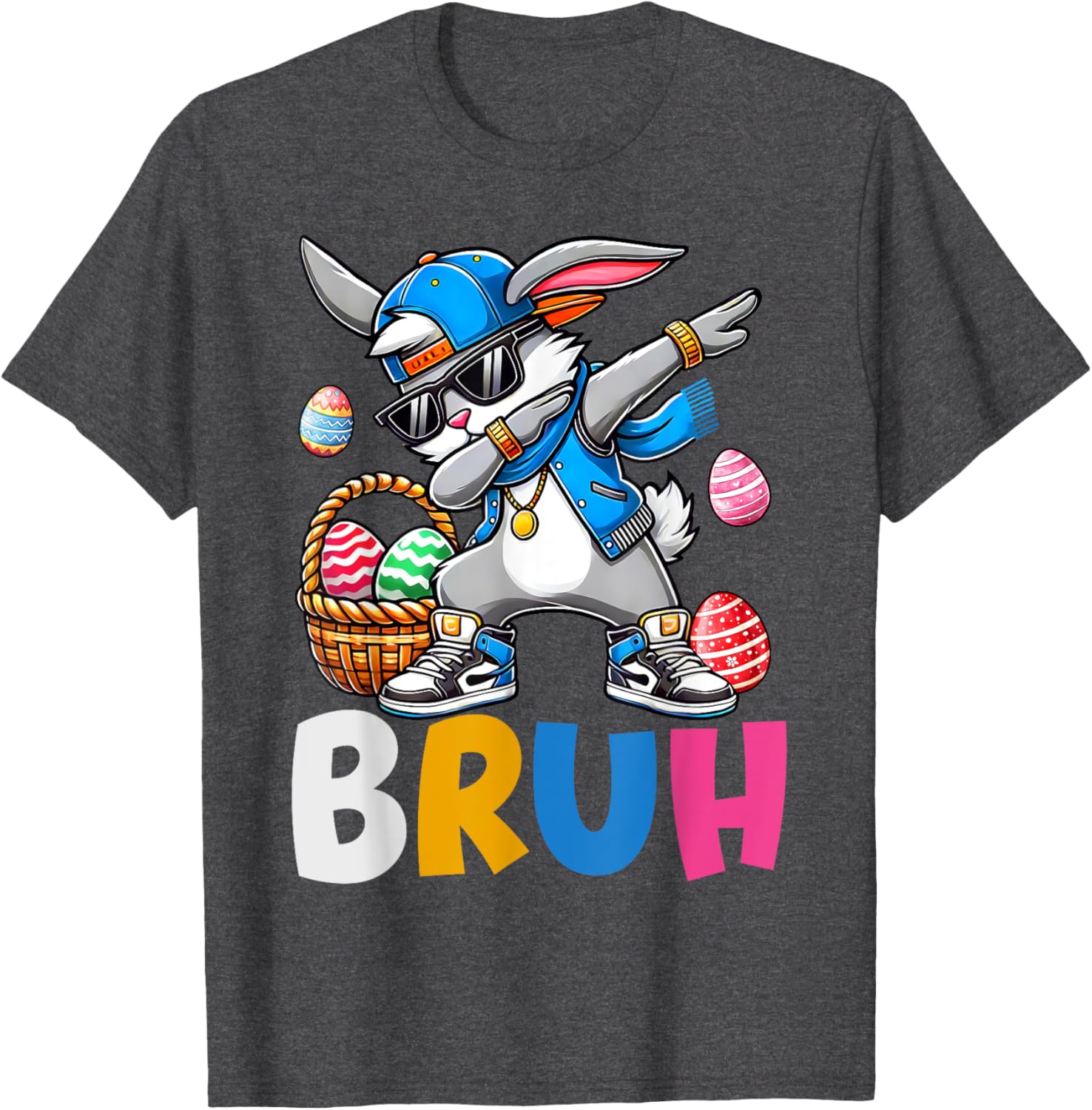 Bunny Rabbit Easter Happy Easter Bruh Teens Boys Kids T-Shirt