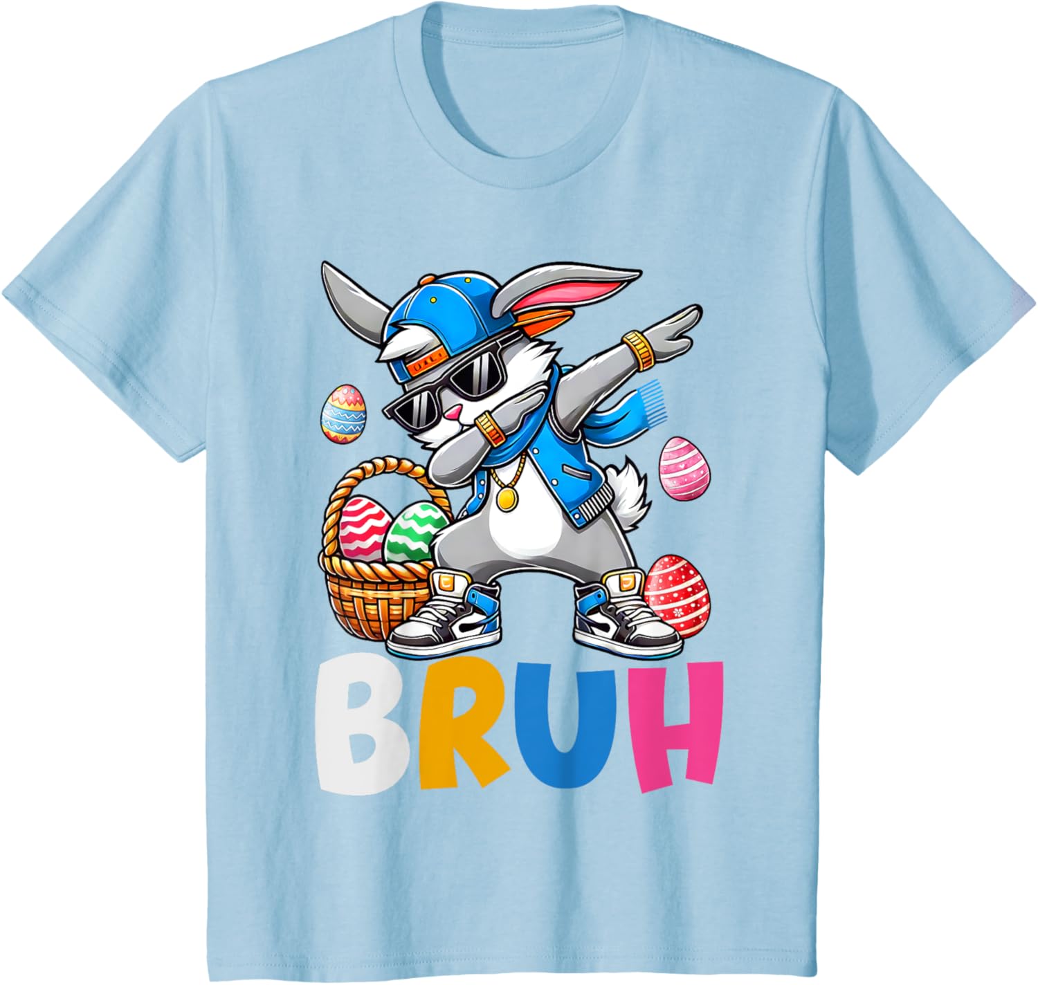 Bunny Rabbit Easter Happy Easter Bruh Teens Boys Kids T-Shirt