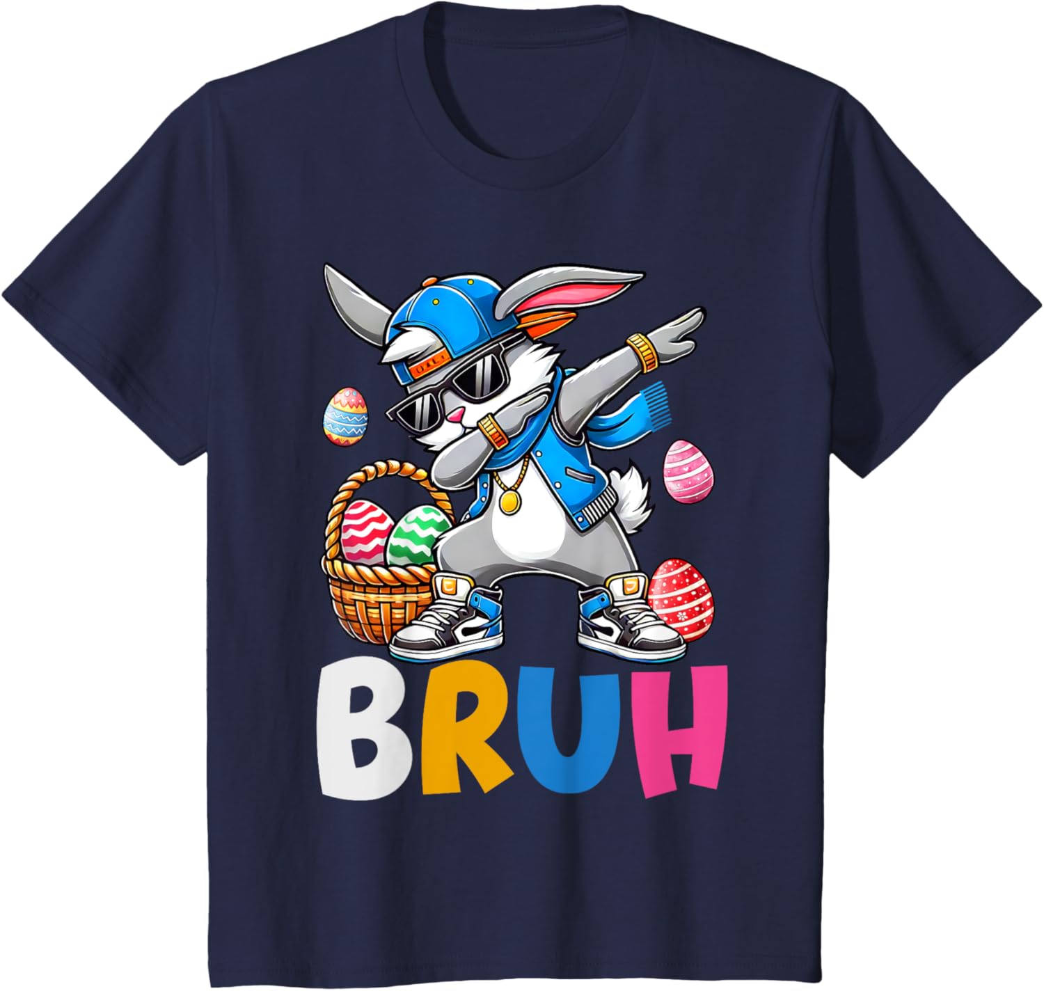 Bunny Rabbit Easter Happy Easter Bruh Teens Boys Kids T-Shirt