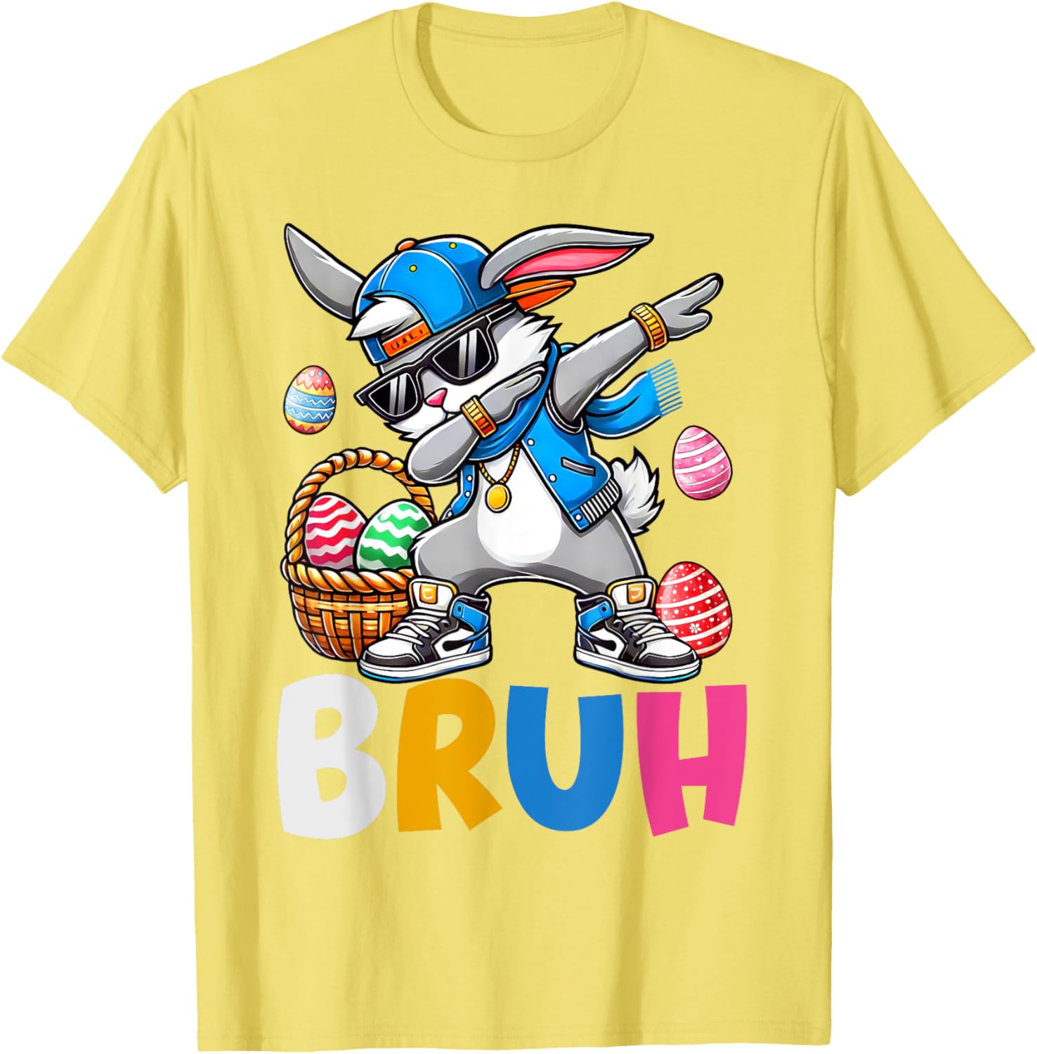 Bunny Rabbit Easter Happy Easter Bruh Teens Boys Kids T-Shirt