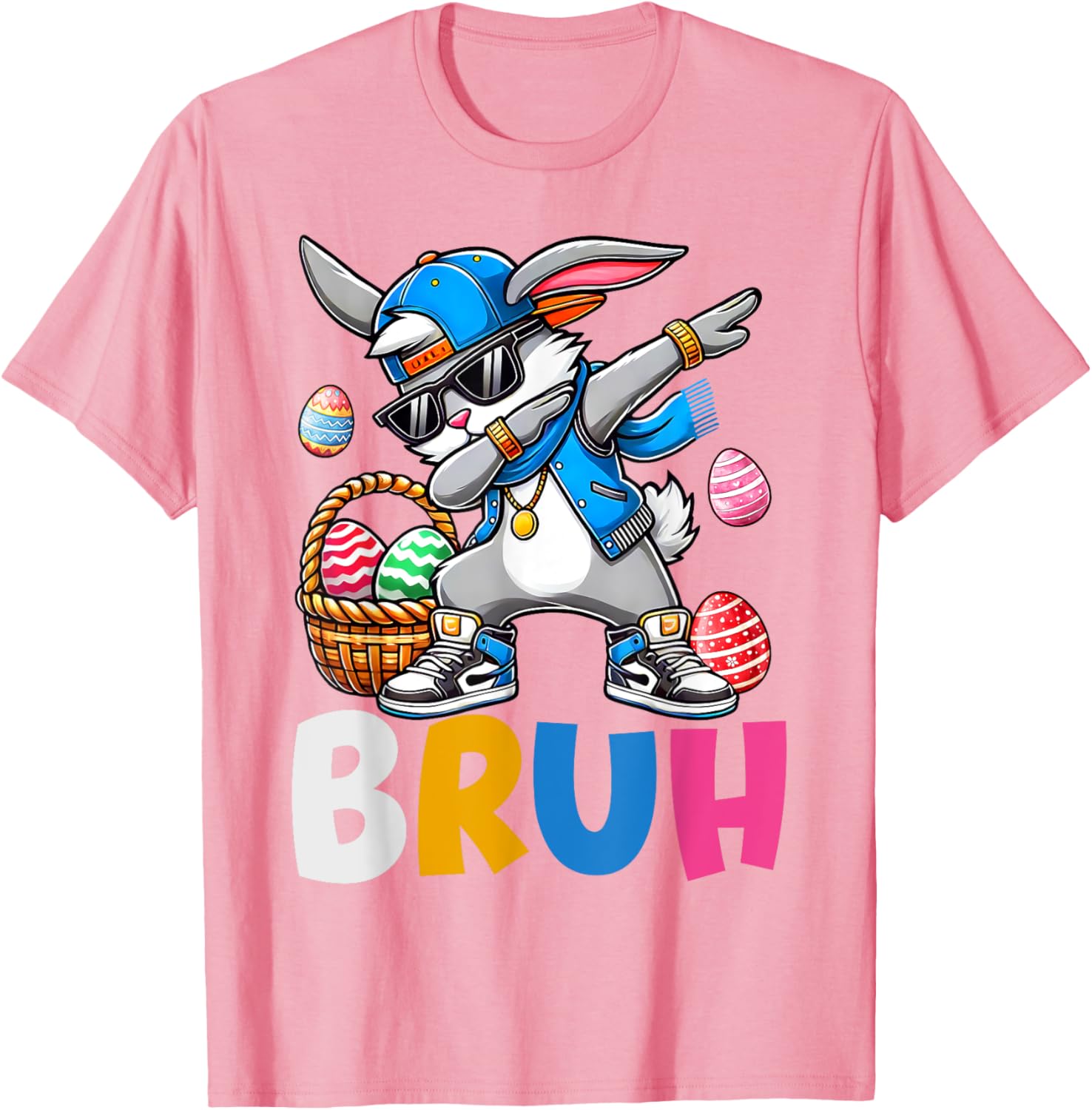 Bunny Rabbit Easter Happy Easter Bruh Teens Boys Kids T-Shirt