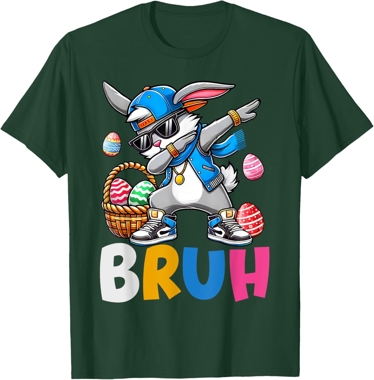 Bunny Rabbit Easter Happy Easter Bruh Teens Boys Kids T-Shirt