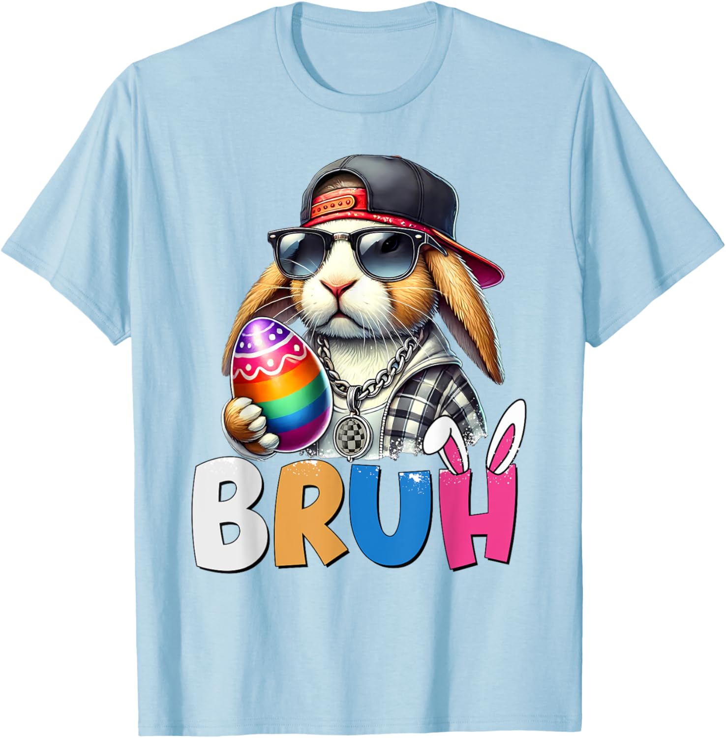 Bunny Rabbit Easter Happy Easter Bruh Teens Boys Kids T-Shirt