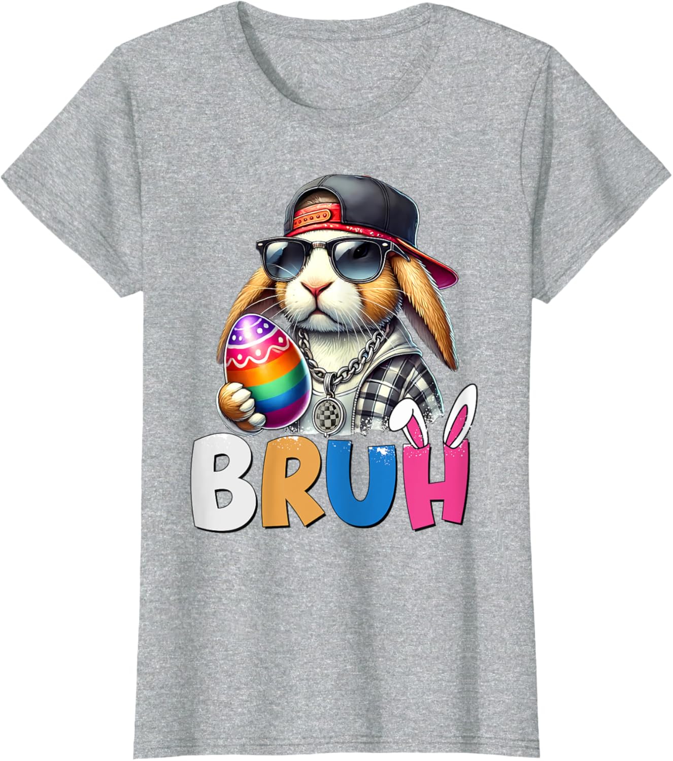 Bunny Rabbit Easter Happy Easter Bruh Teens Boys Kids T-Shirt