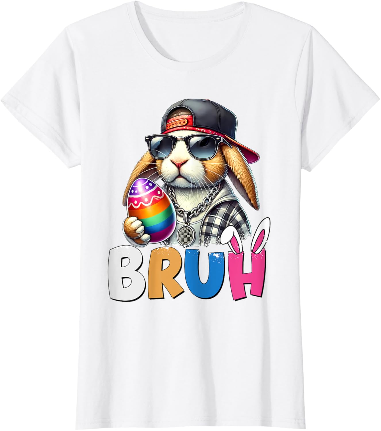 Bunny Rabbit Easter Happy Easter Bruh Teens Boys Kids T-Shirt