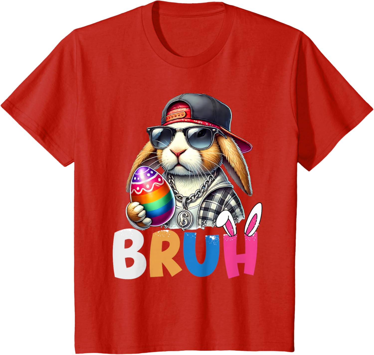 Bunny Rabbit Easter Happy Easter Bruh Teens Boys Kids T-Shirt