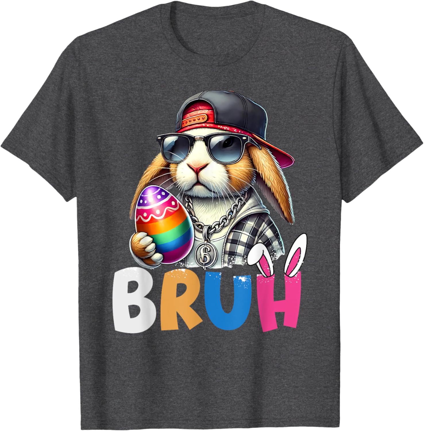 Bunny Rabbit Easter Happy Easter Bruh Teens Boys Kids T-Shirt