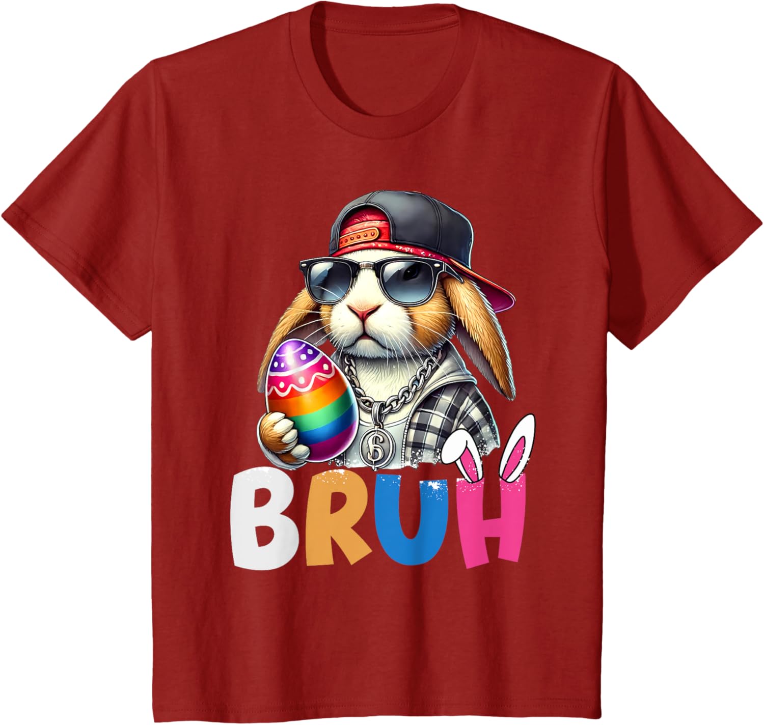 Bunny Rabbit Easter Happy Easter Bruh Teens Boys Kids T-Shirt