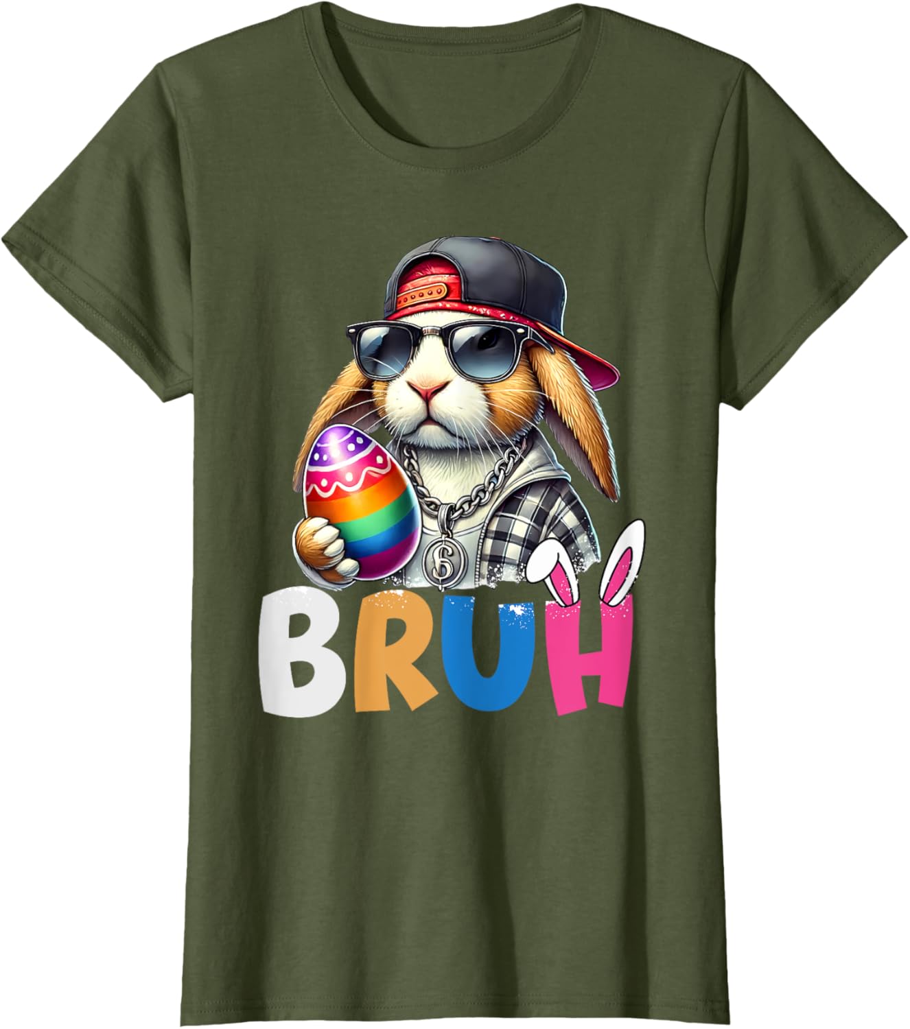 Bunny Rabbit Easter Happy Easter Bruh Teens Boys Kids T-Shirt