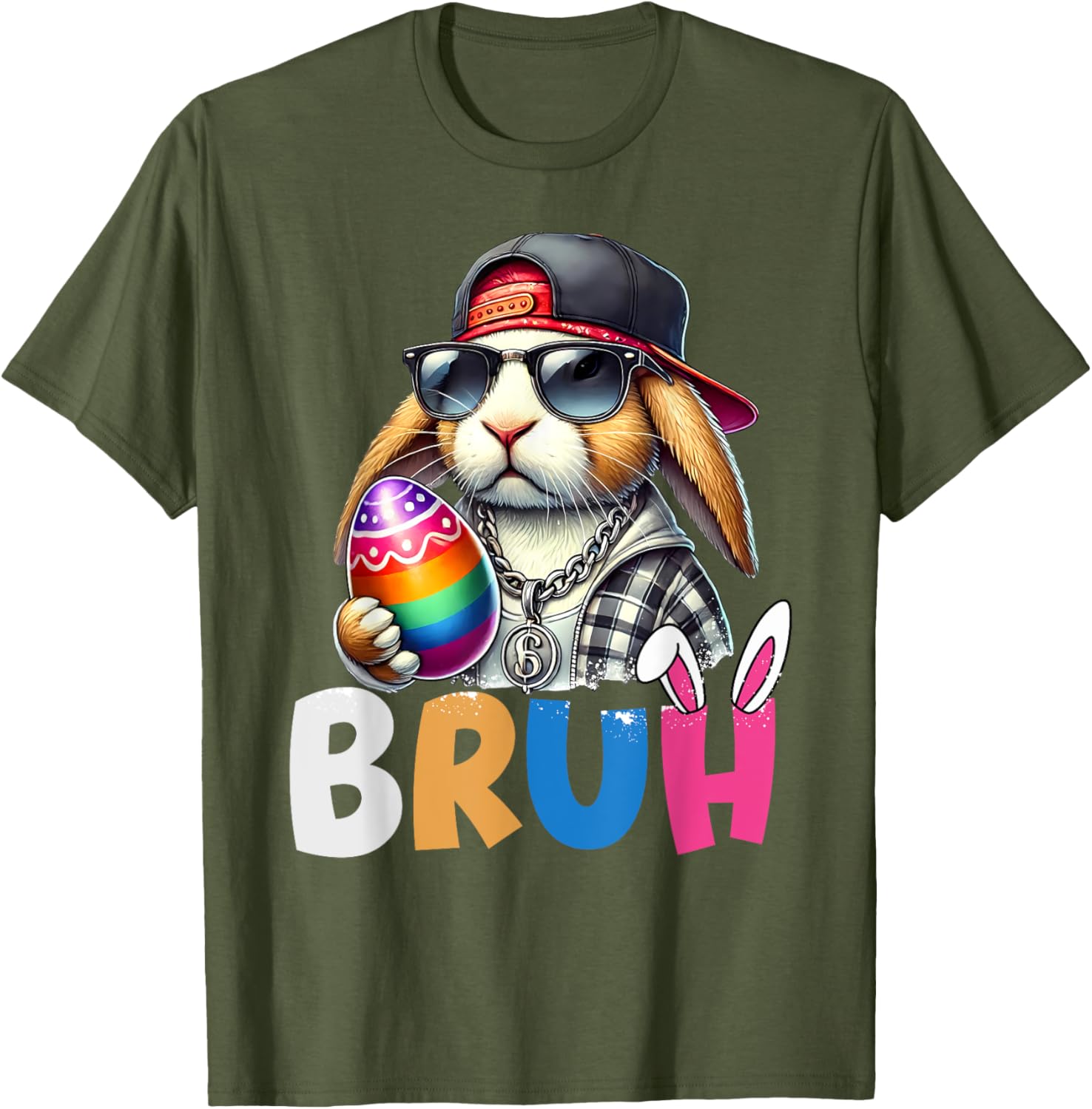 Bunny Rabbit Easter Happy Easter Bruh Teens Boys Kids T-Shirt