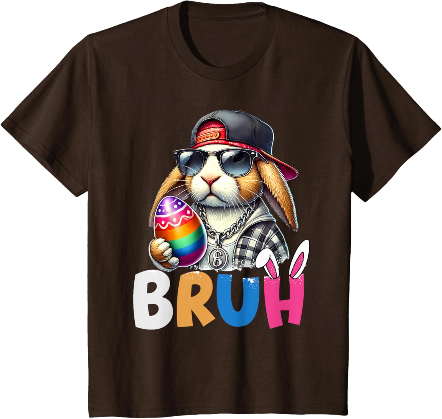 Bunny Rabbit Easter Happy Easter Bruh Teens Boys Kids T-Shirt