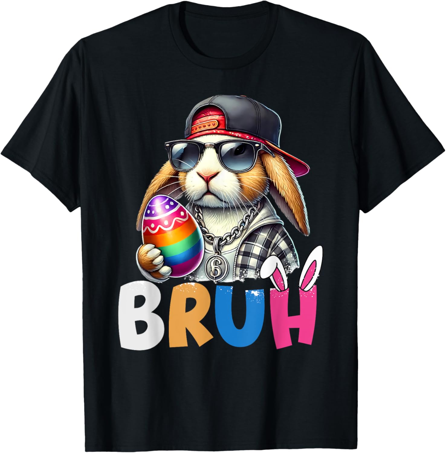 Bunny Rabbit Easter Happy Easter Bruh Teens Boys Kids T-Shirt