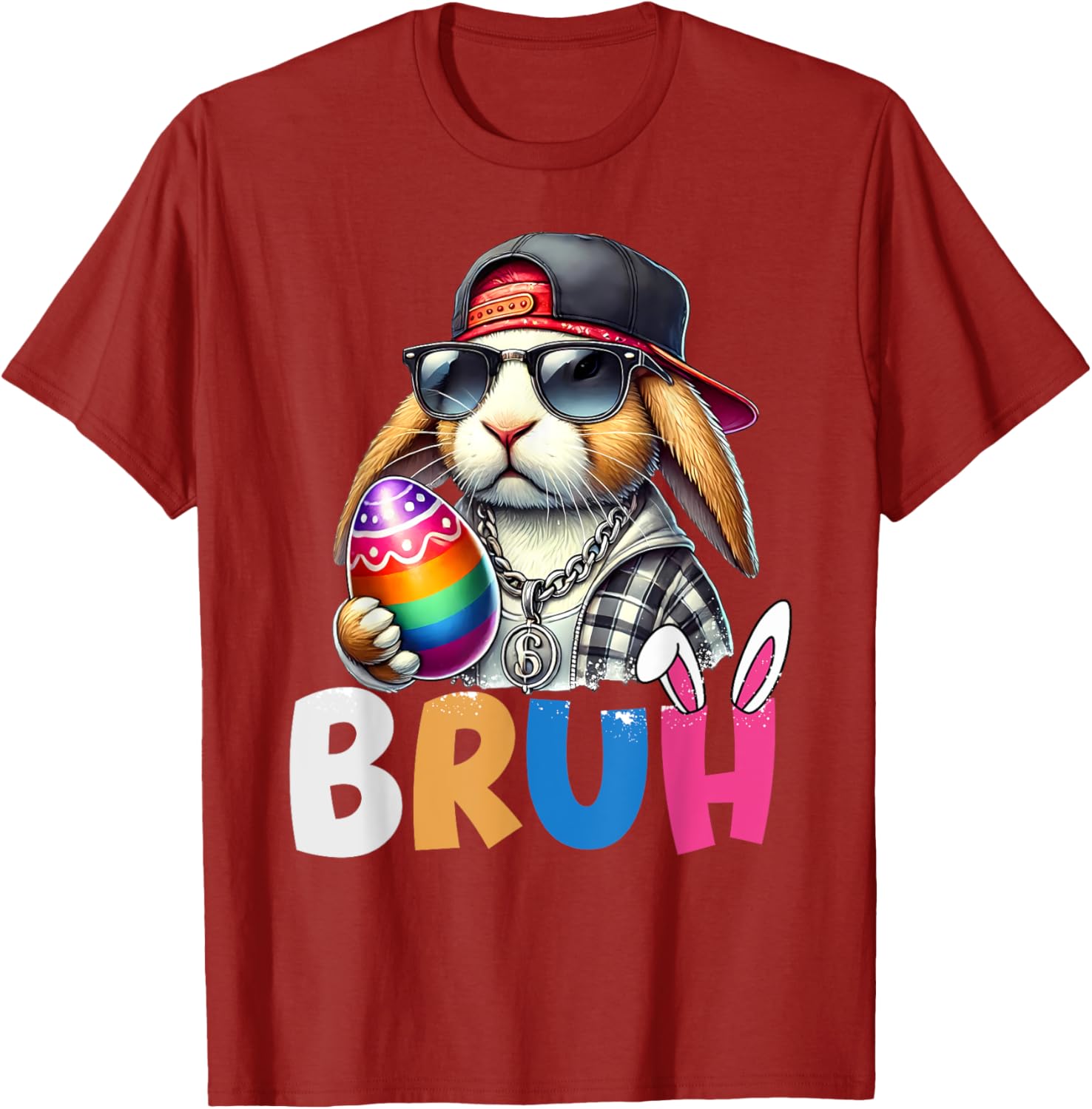 Bunny Rabbit Easter Happy Easter Bruh Teens Boys Kids T-Shirt