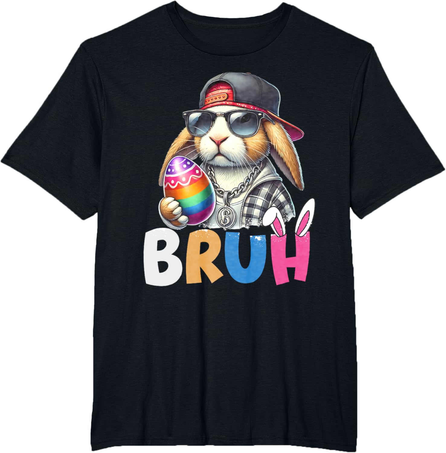 Bunny Rabbit Easter Happy Easter Bruh Teens Boys Kids T-Shirt