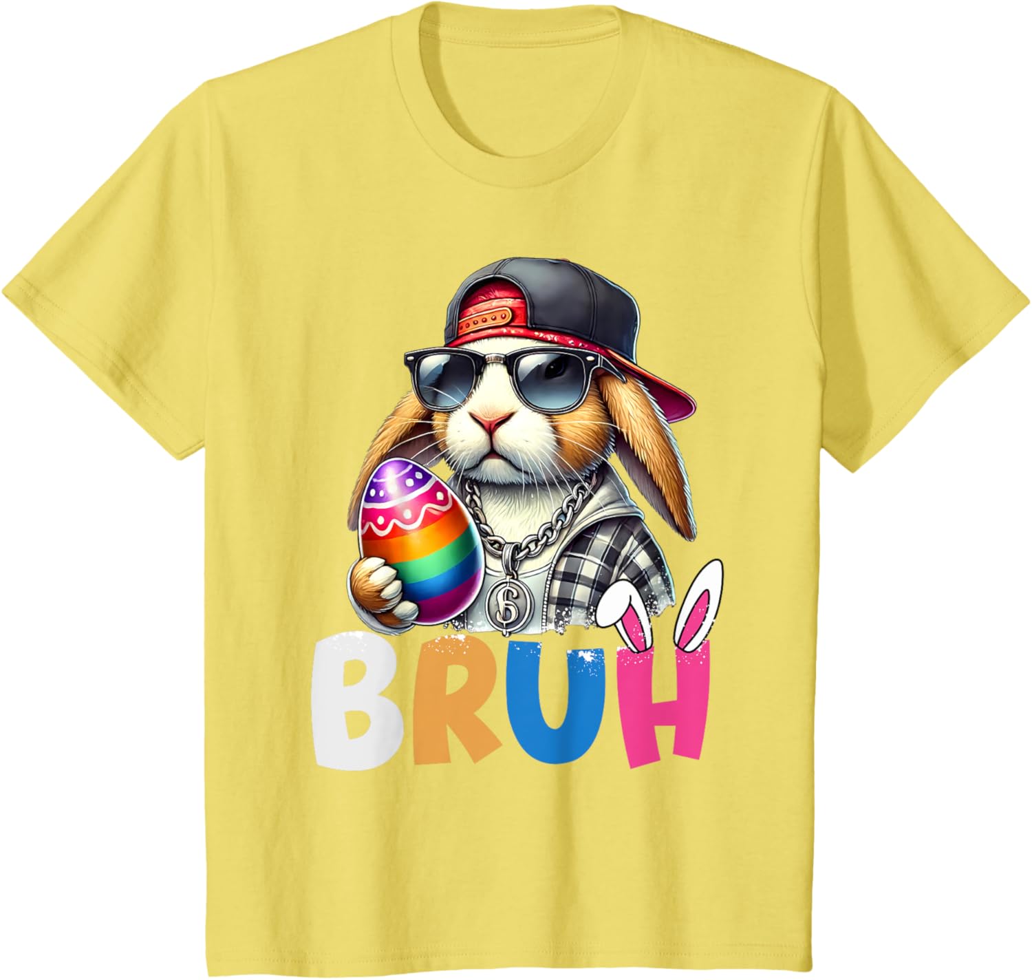 Bunny Rabbit Easter Happy Easter Bruh Teens Boys Kids T-Shirt