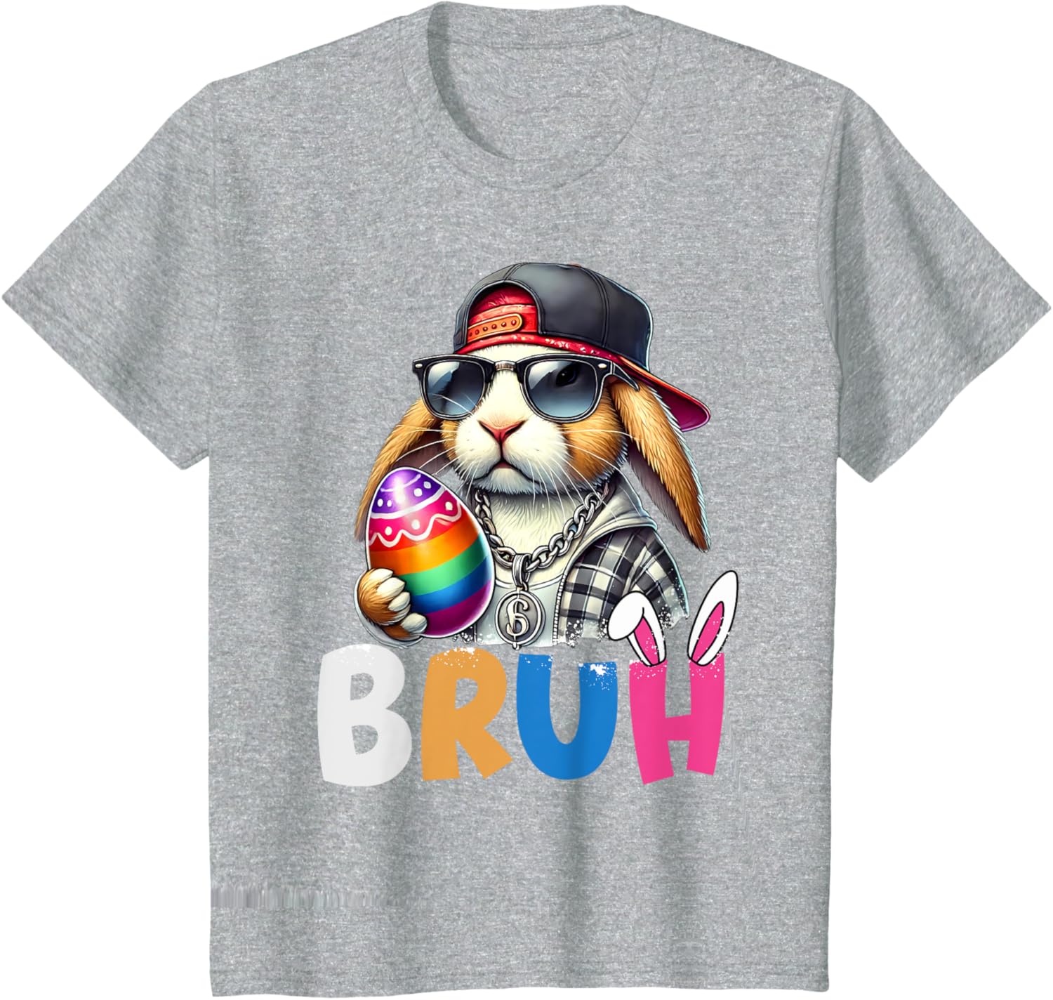 Bunny Rabbit Easter Happy Easter Bruh Teens Boys Kids T-Shirt