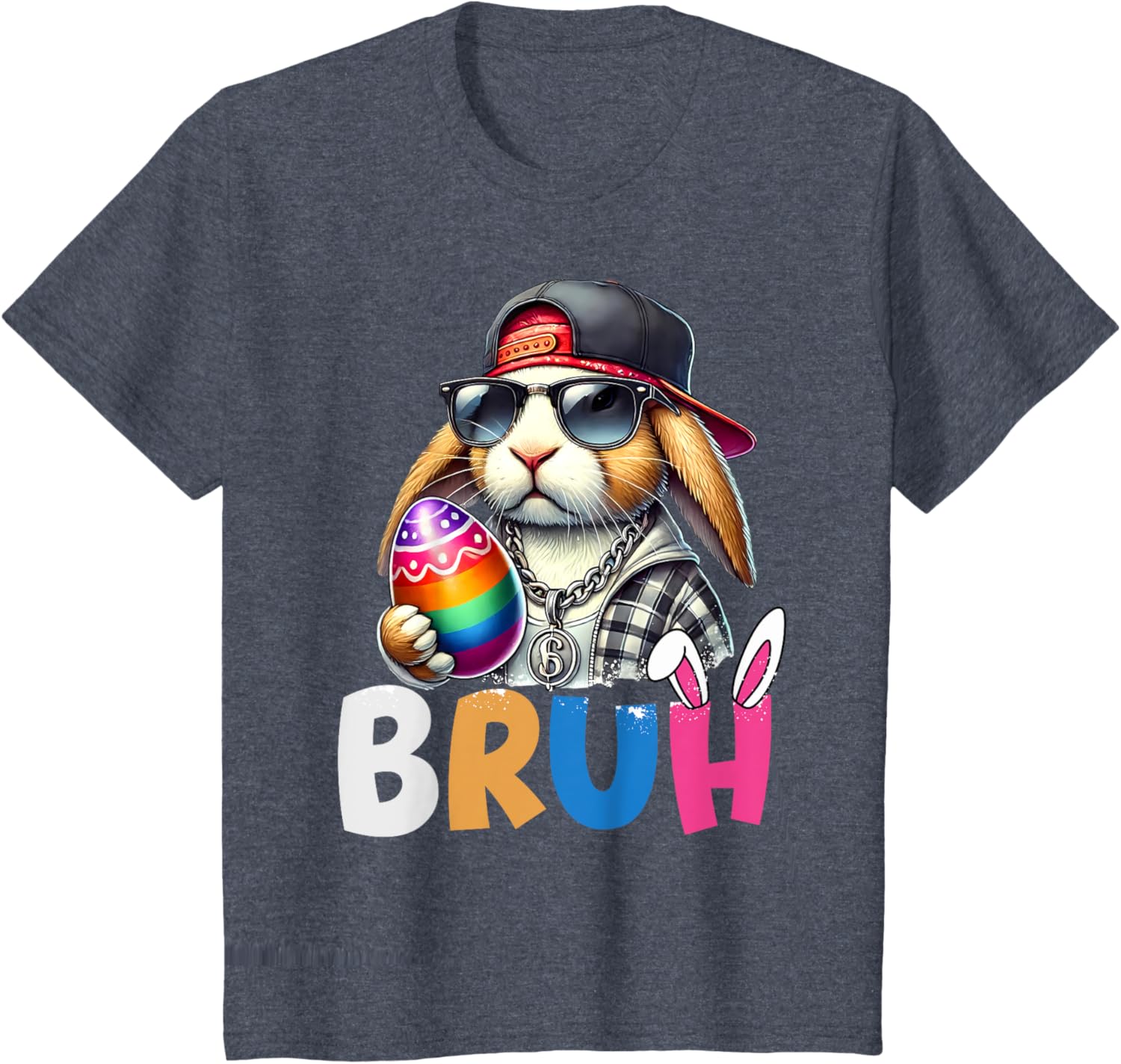 Bunny Rabbit Easter Happy Easter Bruh Teens Boys Kids T-Shirt