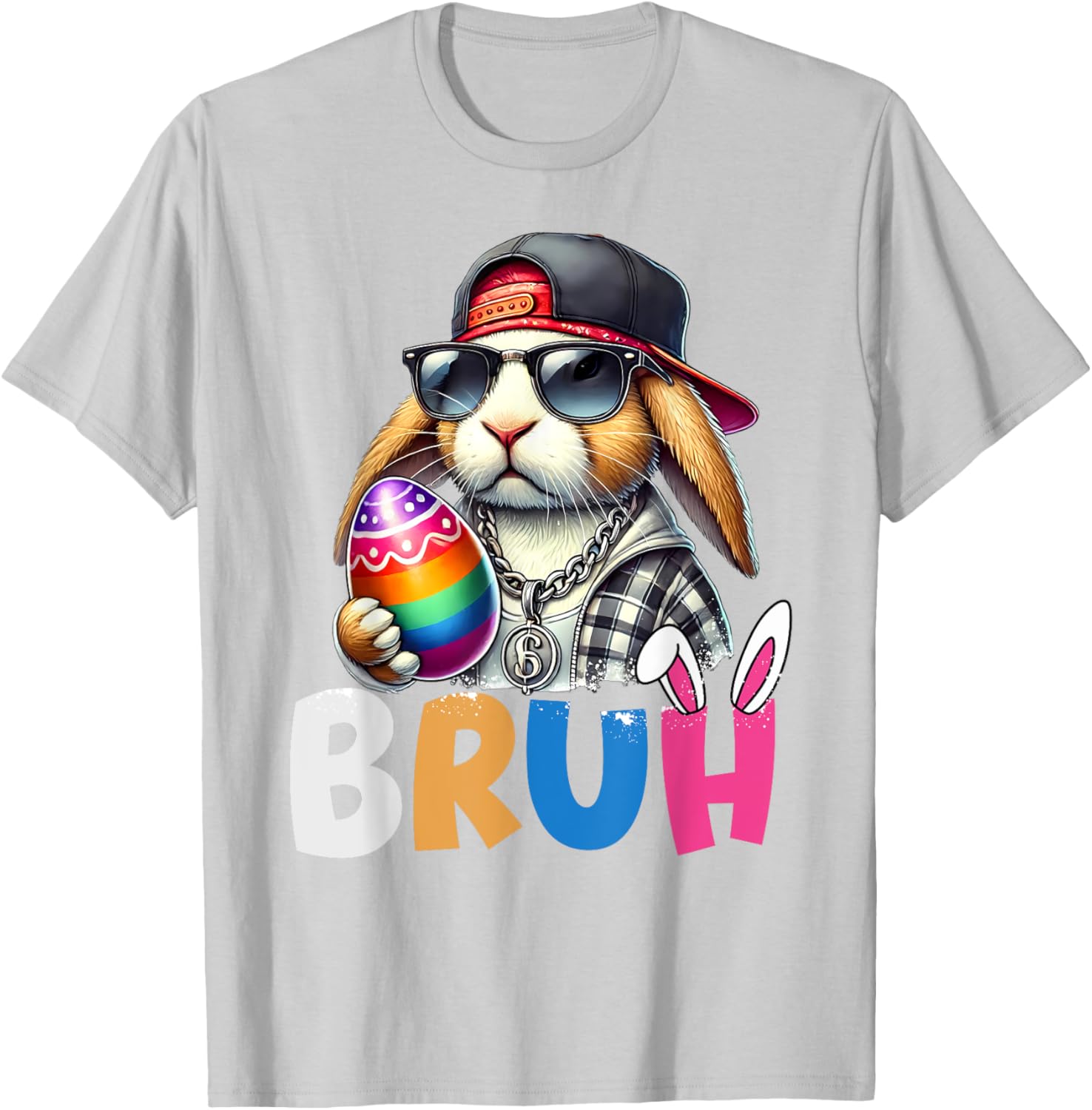 Bunny Rabbit Easter Happy Easter Bruh Teens Boys Kids T-Shirt