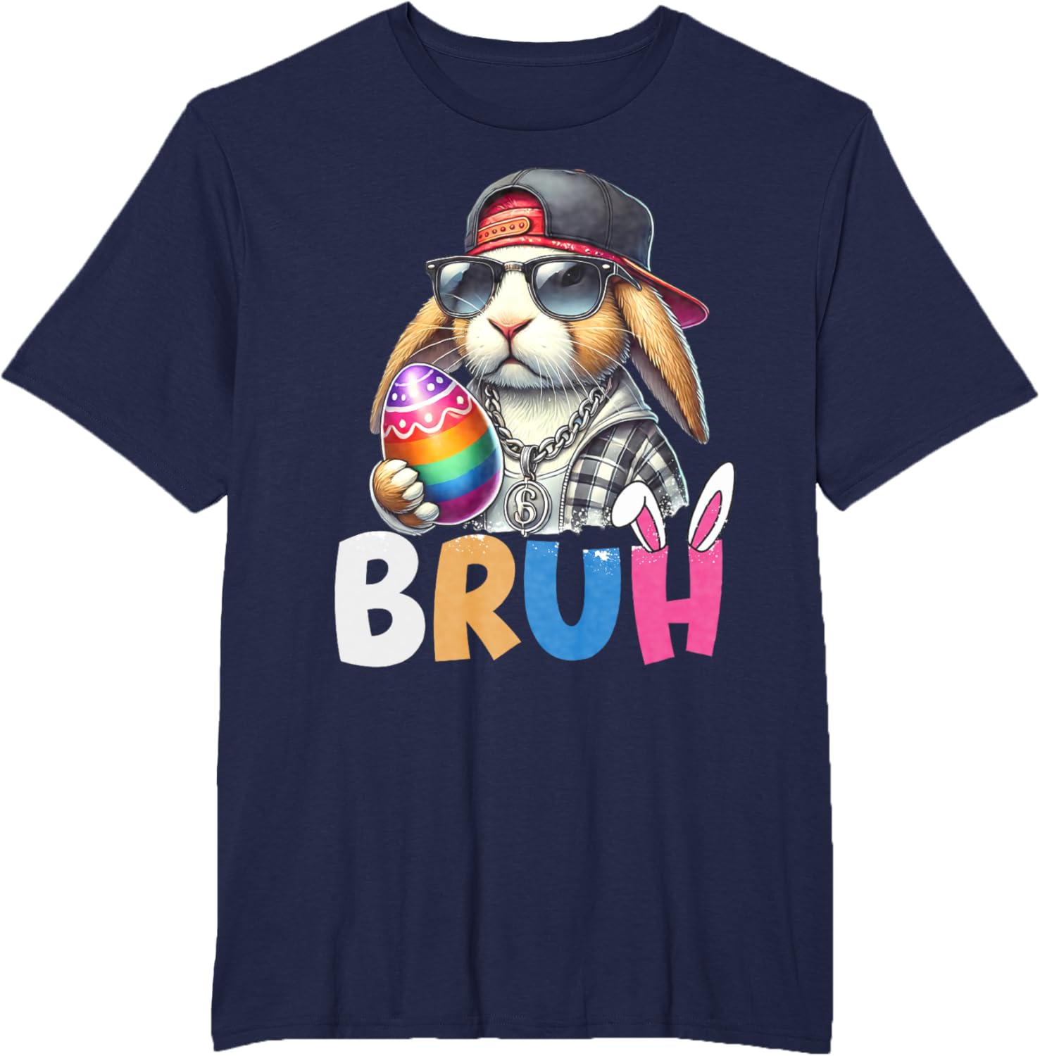 Bunny Rabbit Easter Happy Easter Bruh Teens Boys Kids T-Shirt