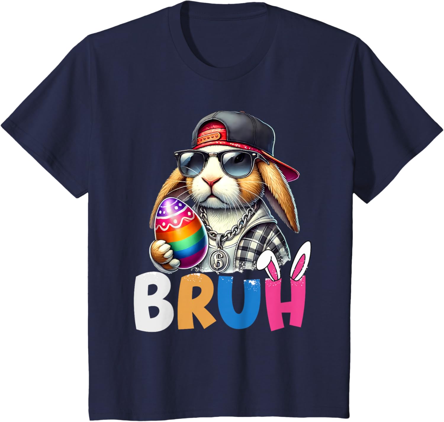 Bunny Rabbit Easter Happy Easter Bruh Teens Boys Kids T-Shirt