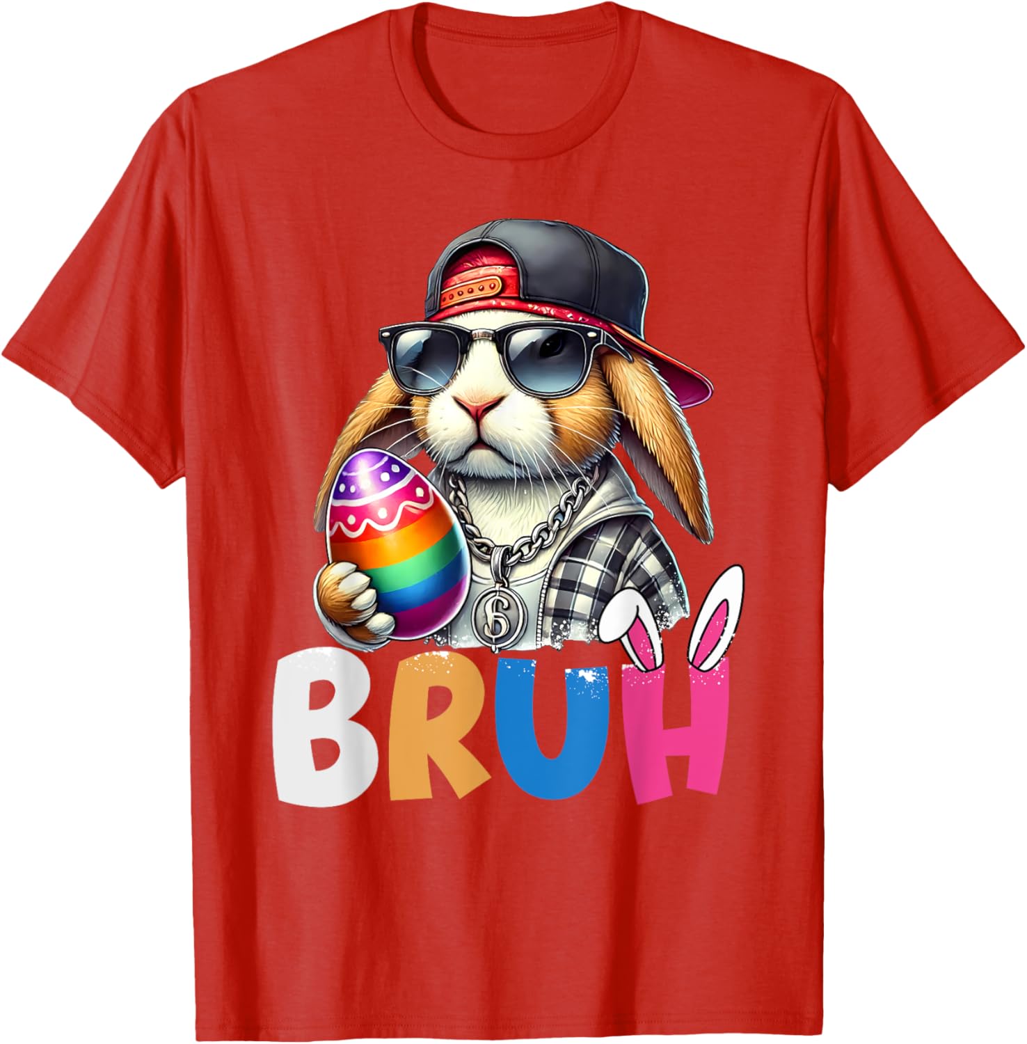 Bunny Rabbit Easter Happy Easter Bruh Teens Boys Kids T-Shirt