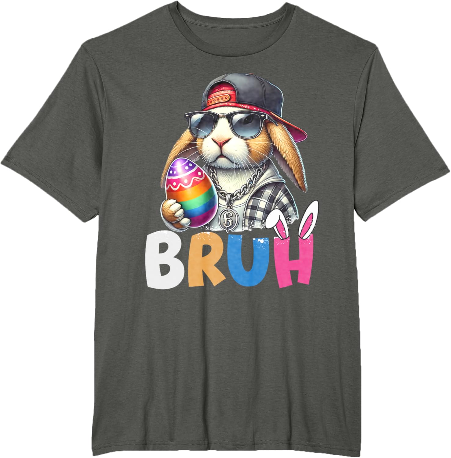 Bunny Rabbit Easter Happy Easter Bruh Teens Boys Kids T-Shirt